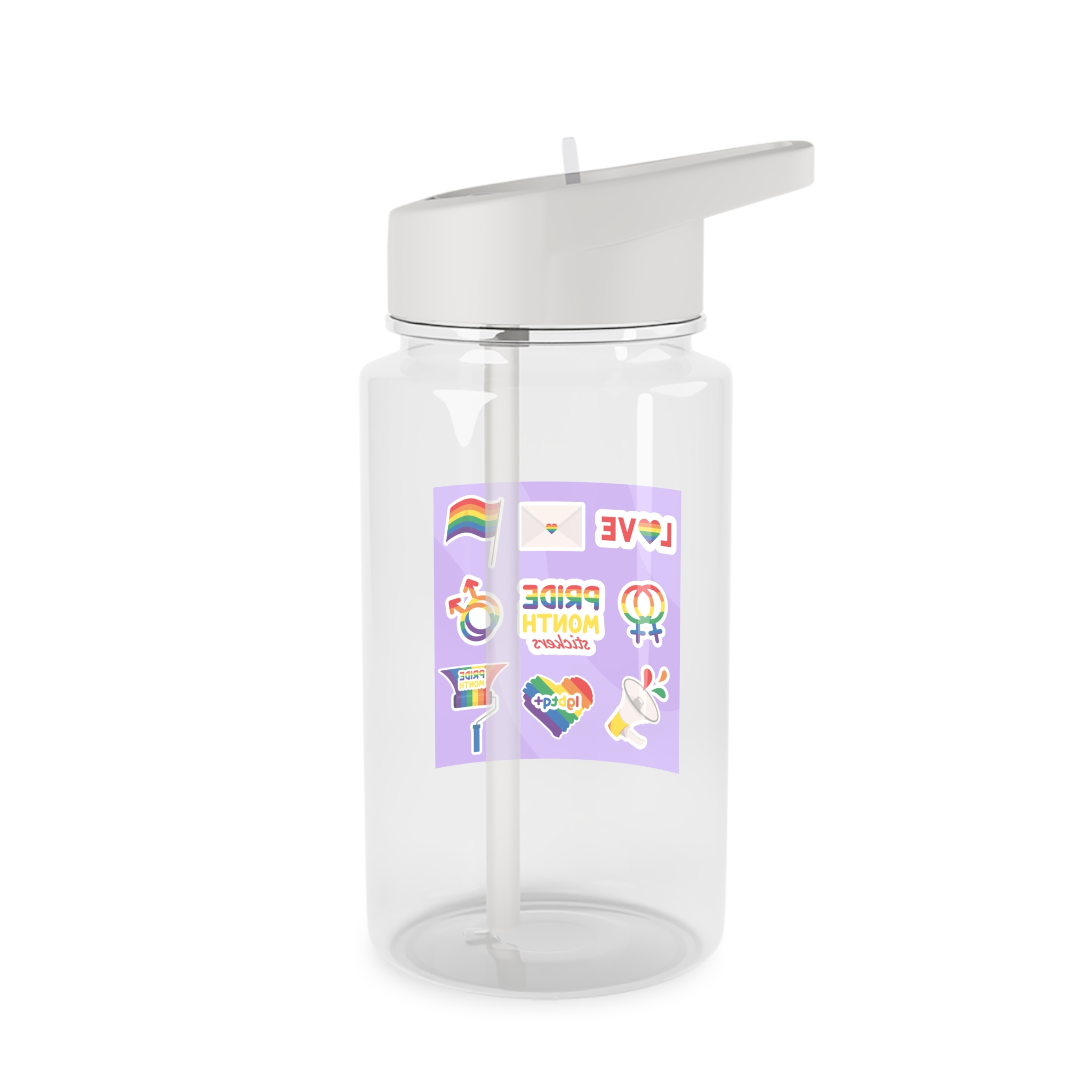 Pride Month Stickers Lgbtq Rainbow Flag Cute Flat Illustrations Tritan Water Bottle - Image 2