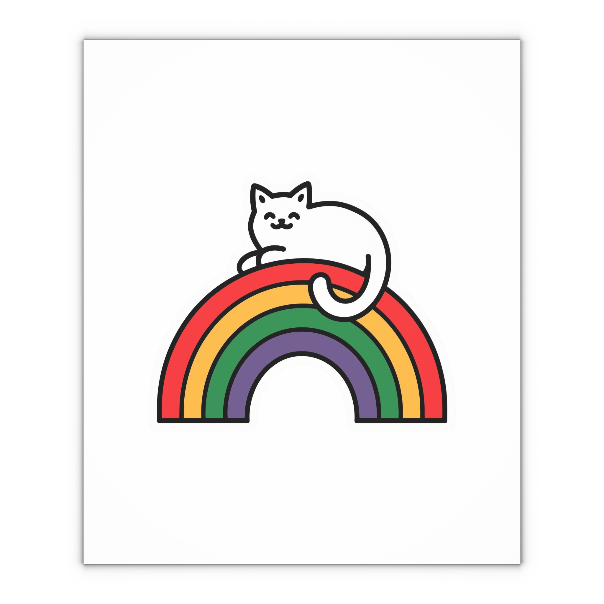 Cartoon Cat Lying Rainbow Illustration With Cheerful Expression Gift Wrapping Paper Sheets 1pc - Image 4
