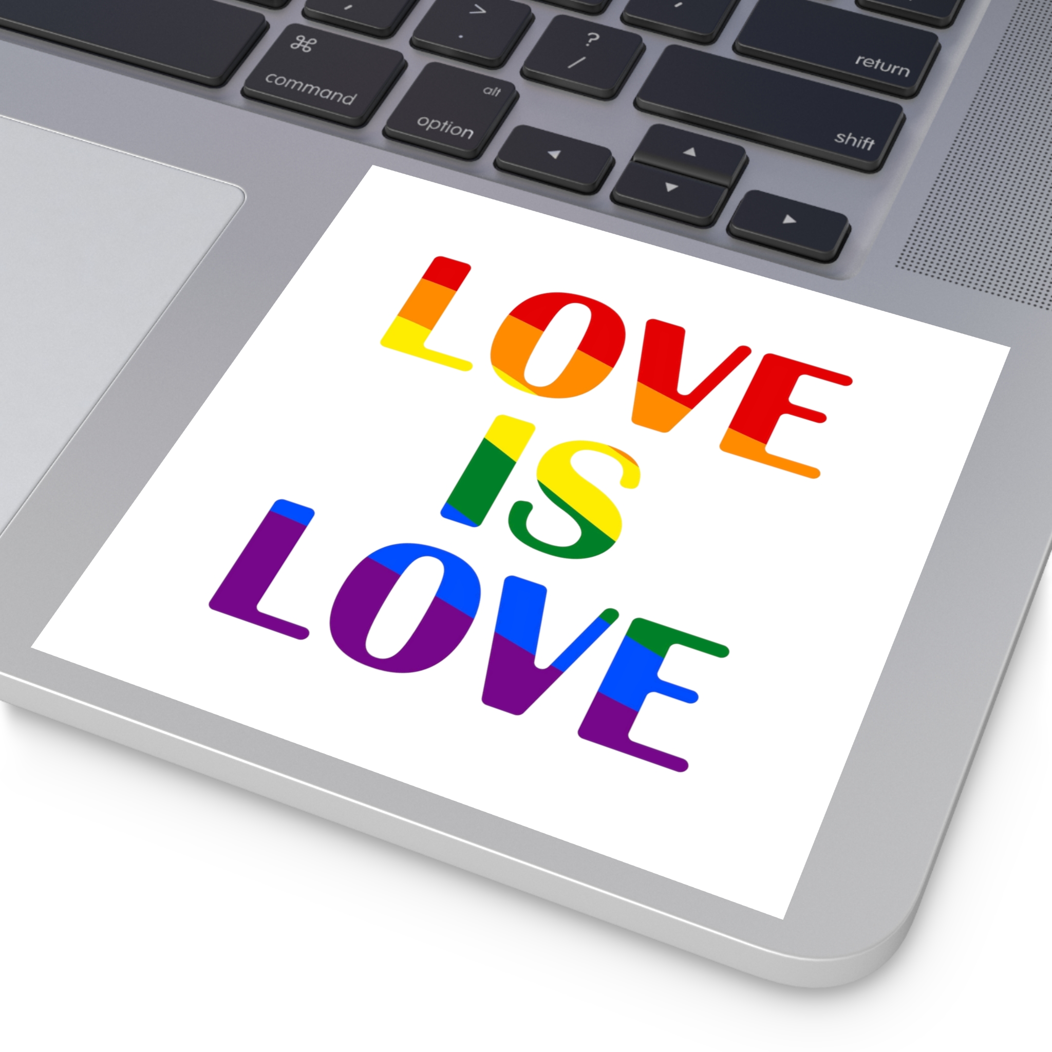 Love Is Love With Rainbow Colors Slogan Typography Banner Laminate Stickers Square - Image 35