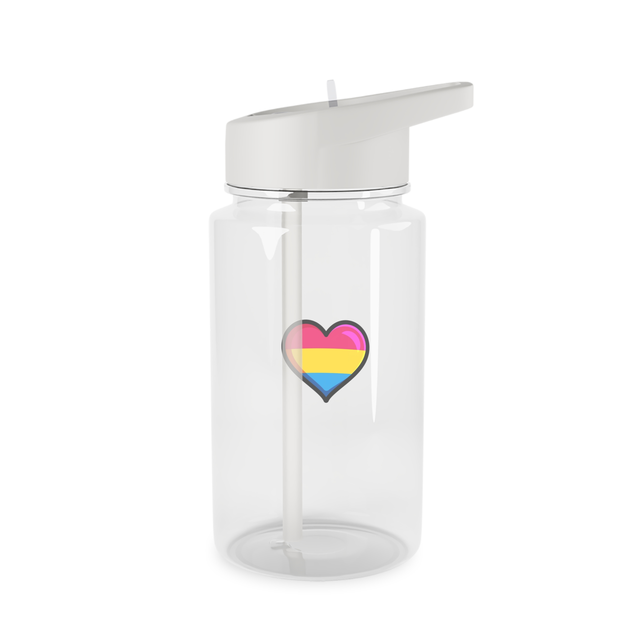 Pansexual Pride Flag Heart Shape Vector Illustration Tritan Water Bottle - Image 2