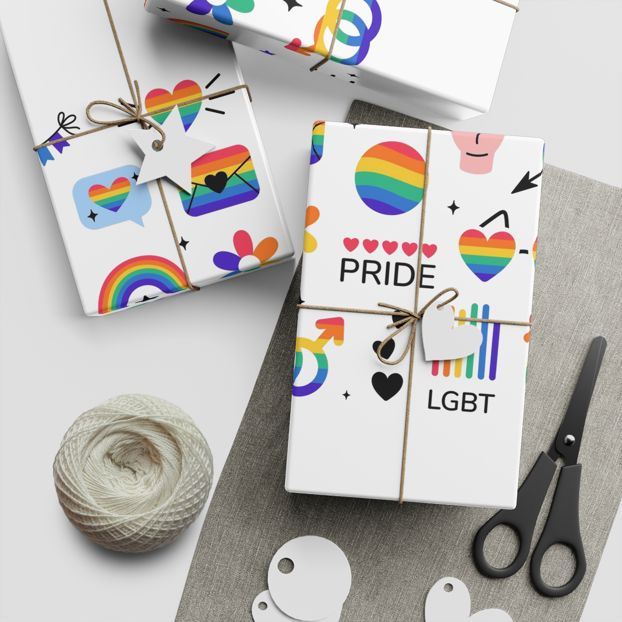 Lgbt Stickers Pack Doodle Style Lgbtq Set Lgbt Pride Community Symbols Rainbow Colored Element Gift Wrapping Paper Sheets 1pc - Image 2