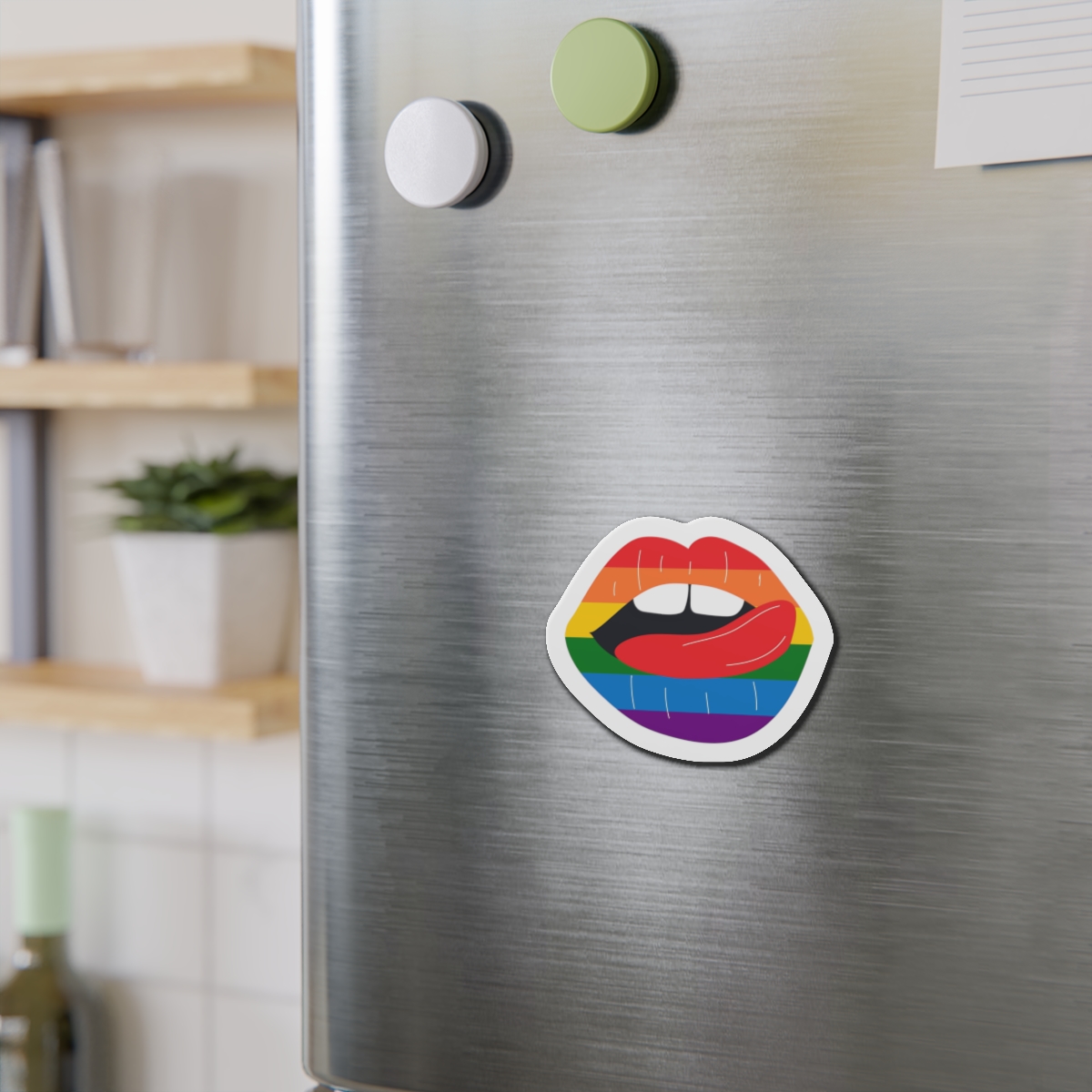 Beautiful Lips Kiss Trace With Lgbt Symbol Pride Flag Rainbow Colors Print Die Cut Magnets - Image 9