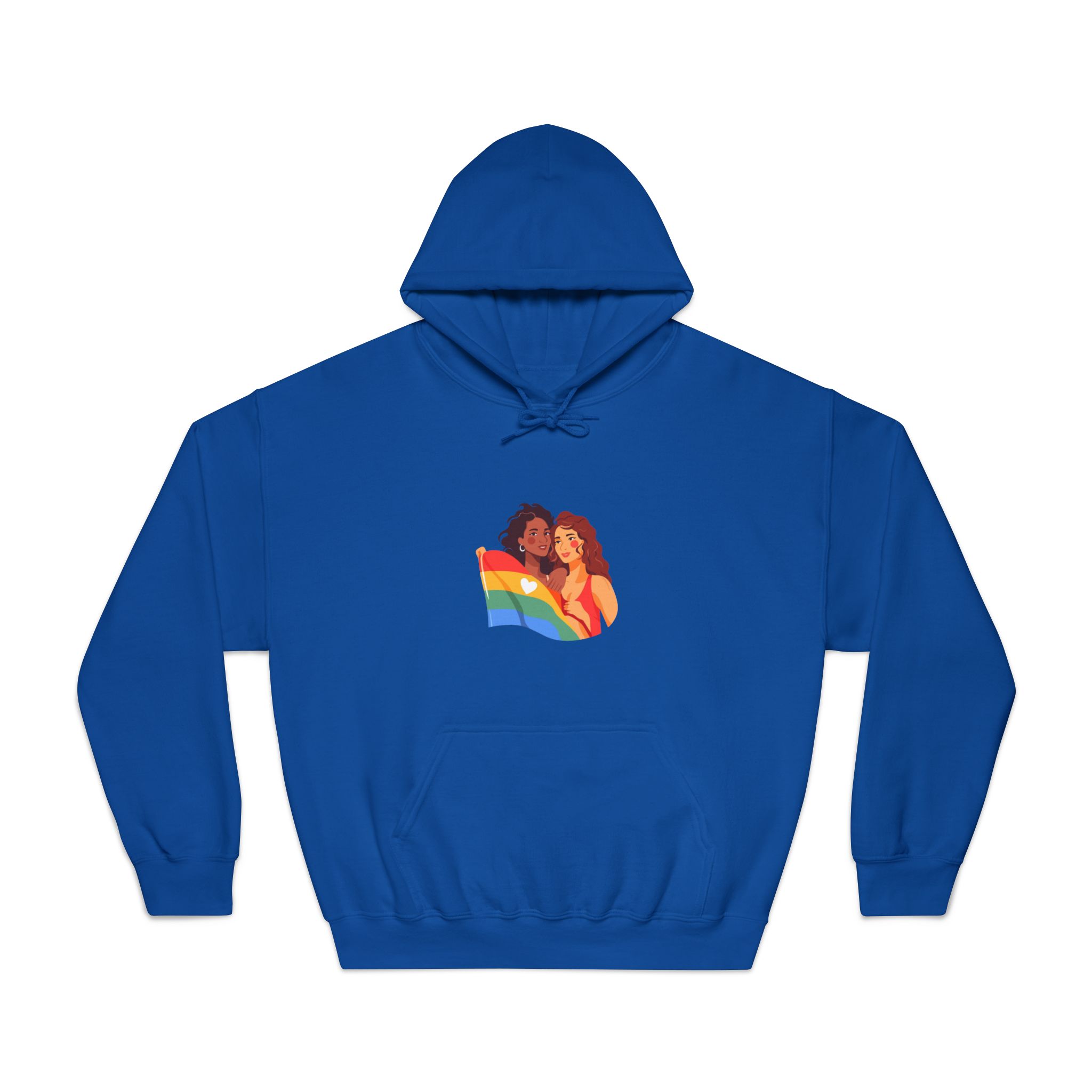 Portrait Lesbian Couple With Rainbow Flag Concept Lgbtq Unisex Dryblend Hooded Sweatshirt - Image 25