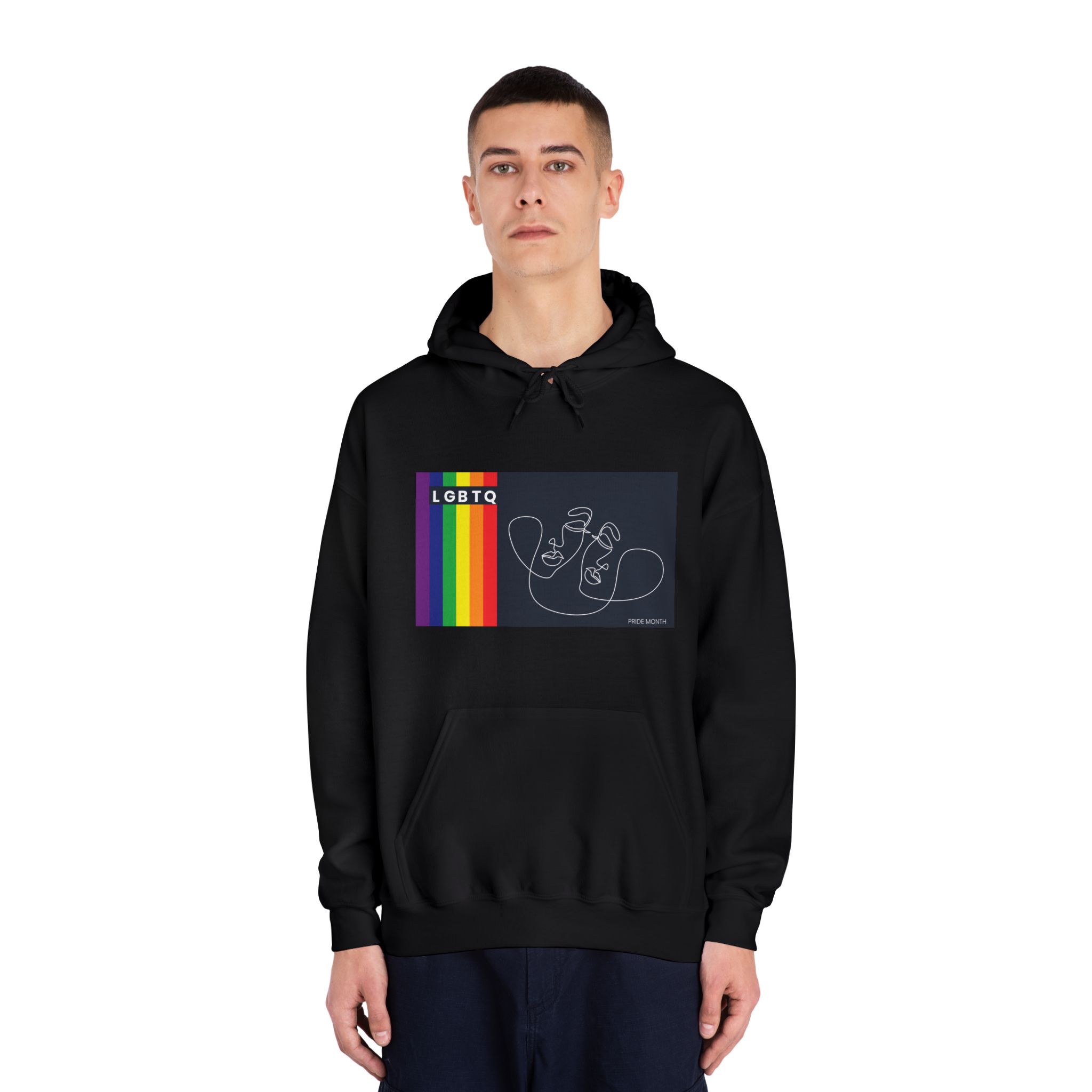 Lgbtq Pride Month Color Flag Dark Background With Female Couple Line Are Vector Illustration Unisex Dryblend Hooded Sweatshirt - Image 11