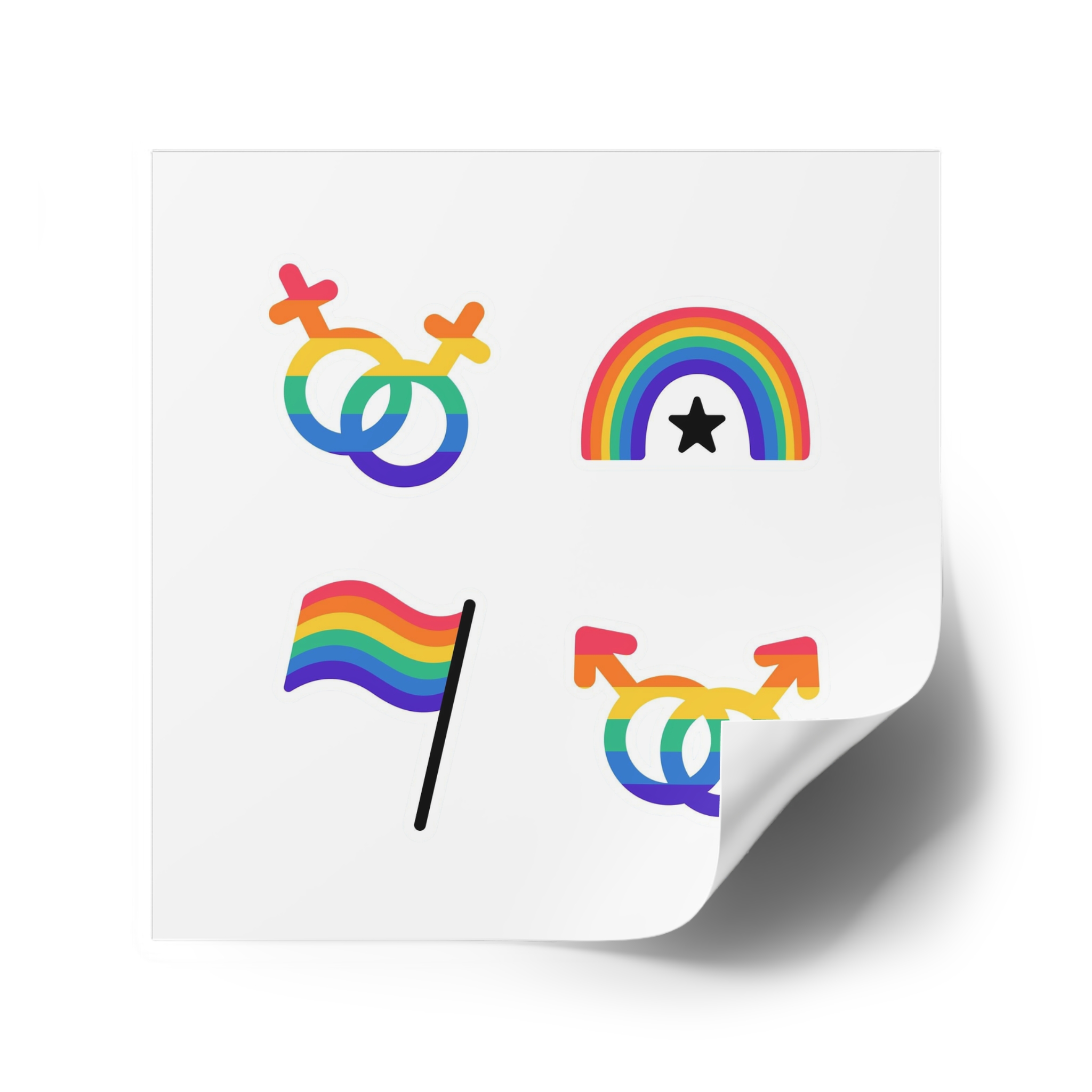 Lgbt Stickers Doodle Style Lgbtq Set Lgbt Pride Community Symbols Rainbow Colored Elements Flag Heart Rainbow Laminate Stickers Square - Image 46