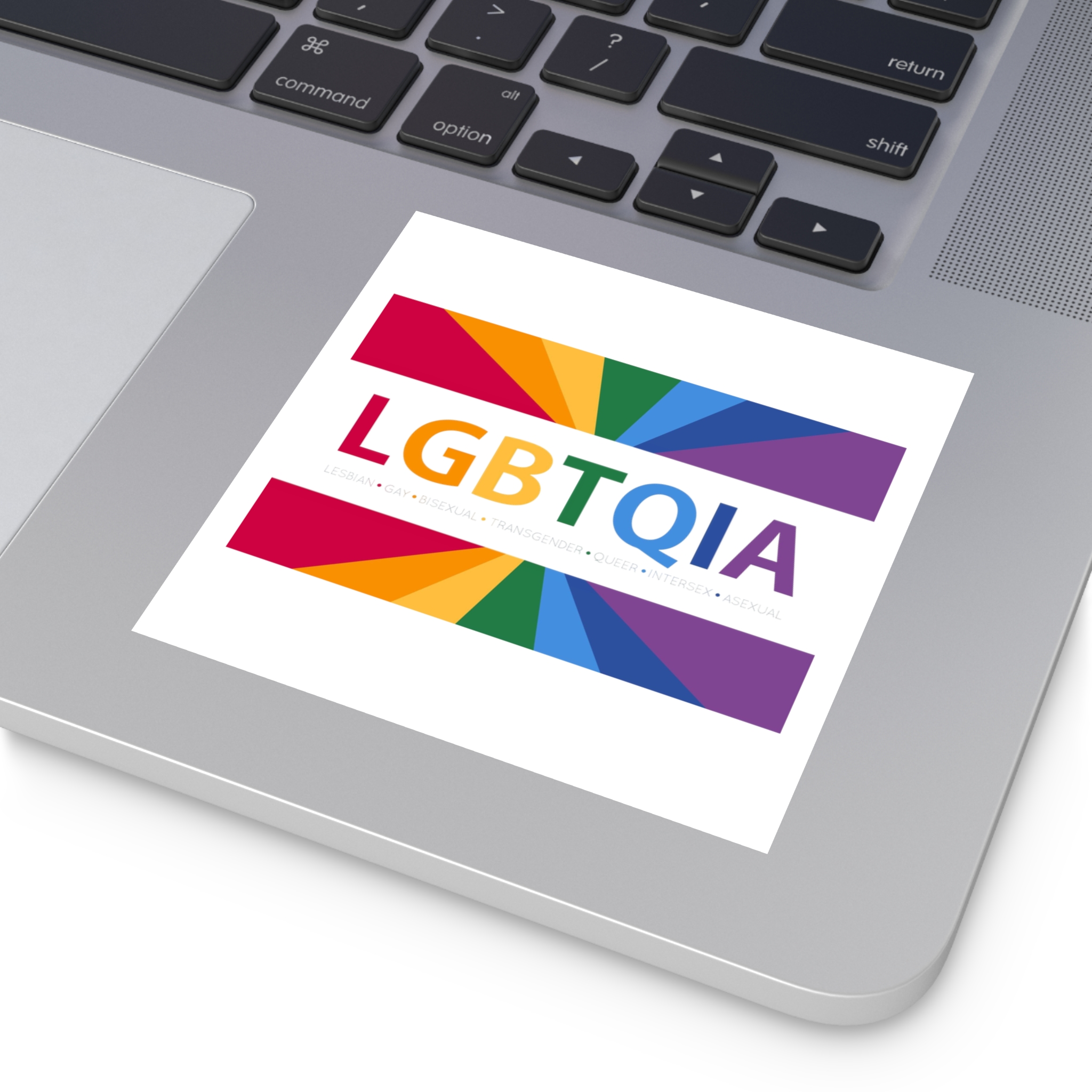 Lgbtqia Text Banner With Rainbow Background Lgbtqia Typography With Lgbt Gay Pride Flag Colours Laminate Stickers Square - Image 71