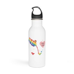 Rainbow Cocktail Shaker Pouring Drink With Heart Love Is Love Illustration Vector Stainless Steel Water Bottle