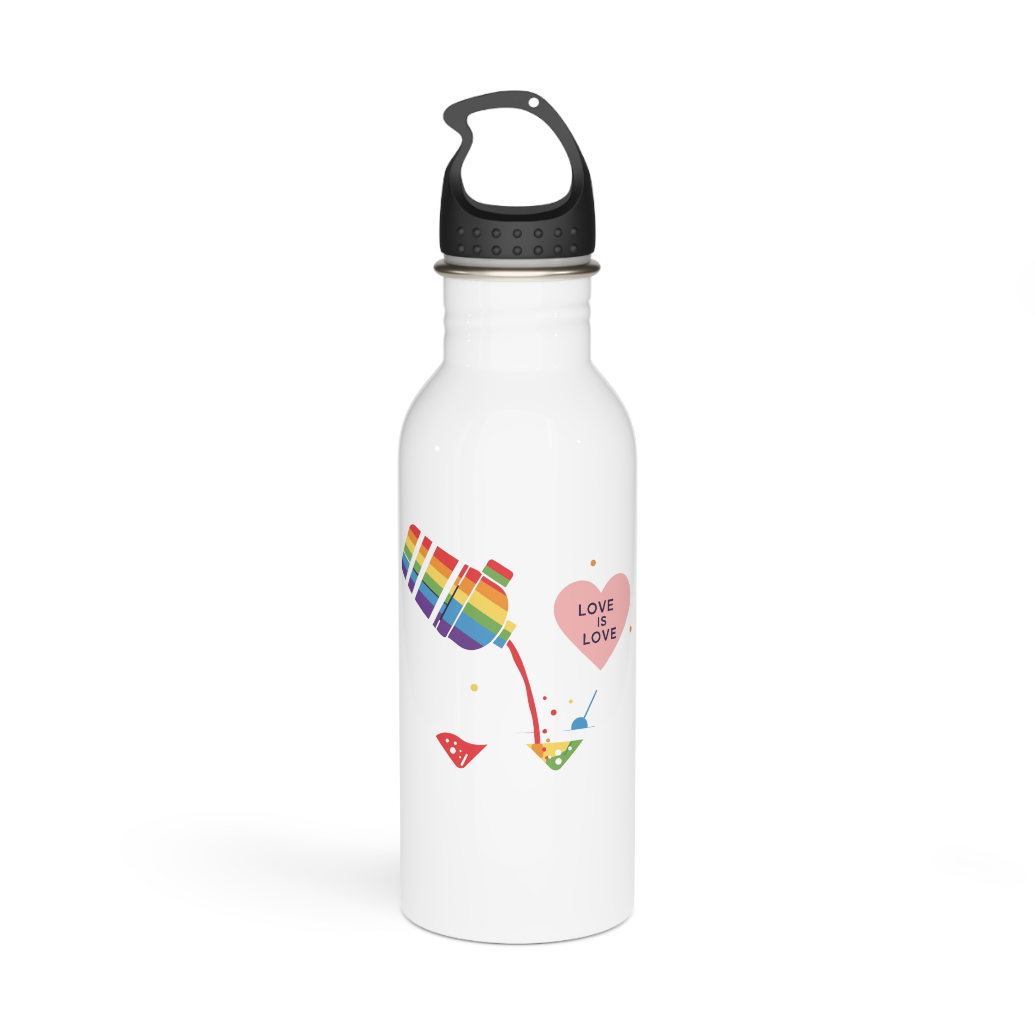 Rainbow Cocktail Shaker Pouring Drink With Heart Love Is Love Illustration Vector Stainless Steel Water Bottle