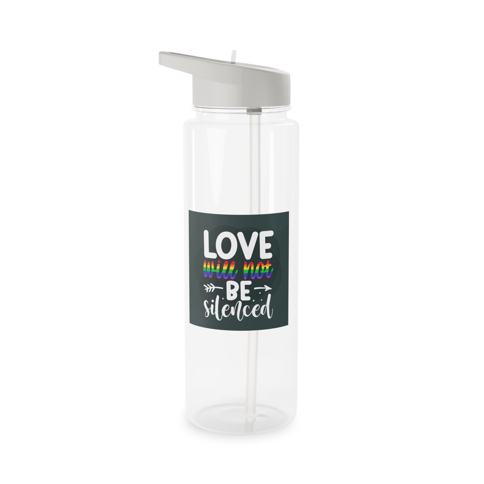 Love Will Be Silenced Premium Gay Pride Lettering Vector Design Tritan Water Bottle - Image 5