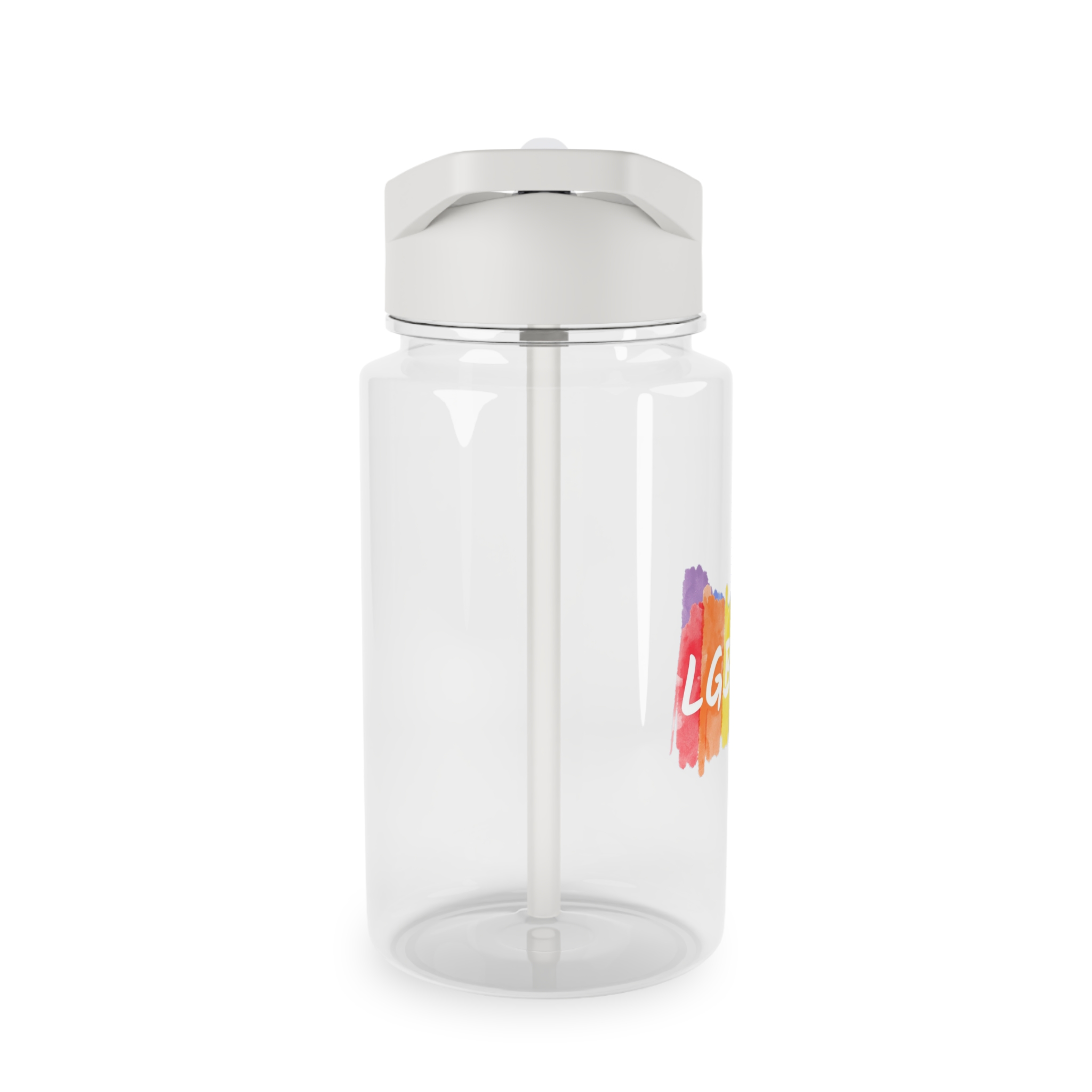Lgbtq Logo Lettering Text Vector Rainbow Watercolor Paint Textured Colorful Stripes Tritan Water Bottle - Image 4