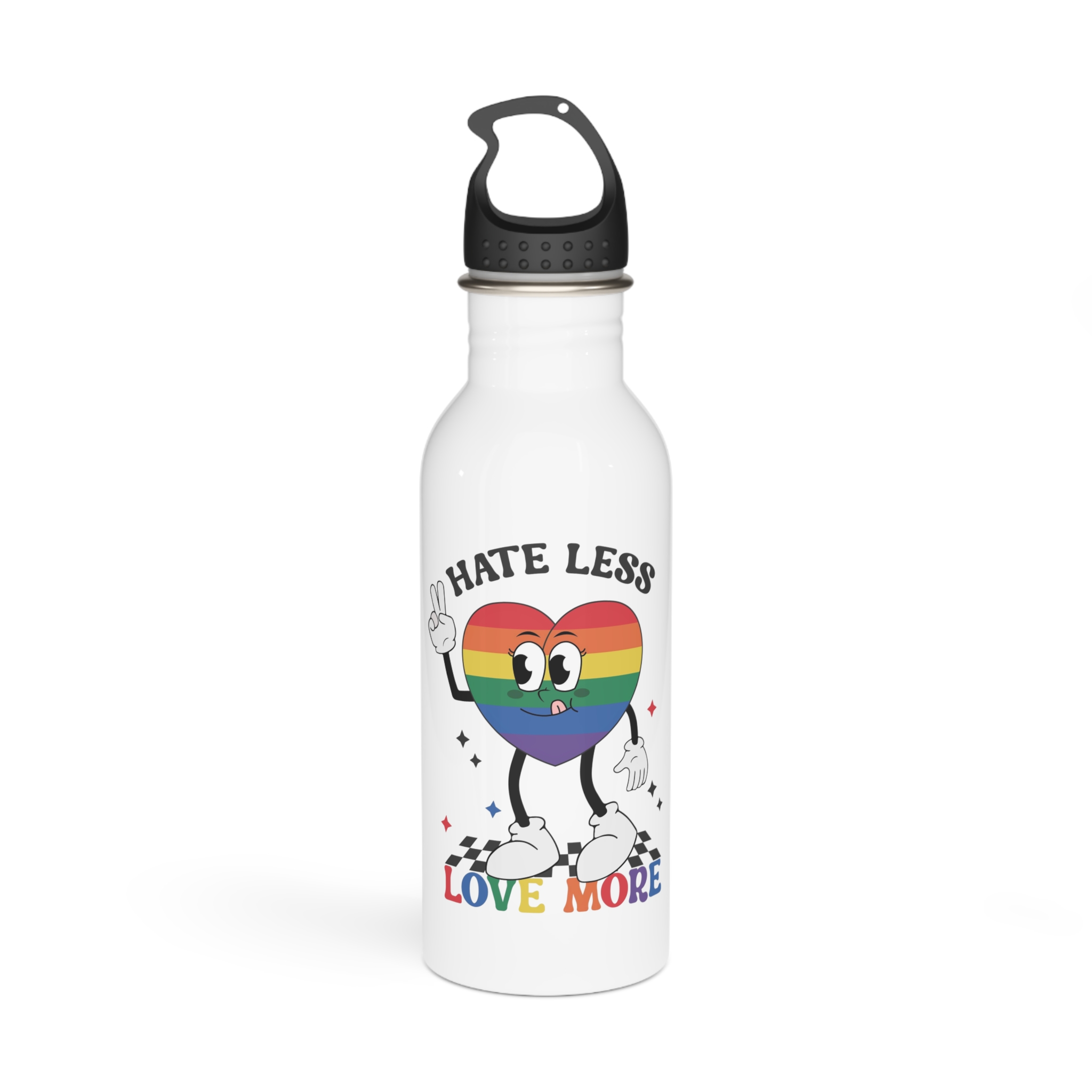 Heart With Words Hate Less Love More It Stainless Steel Water Bottle