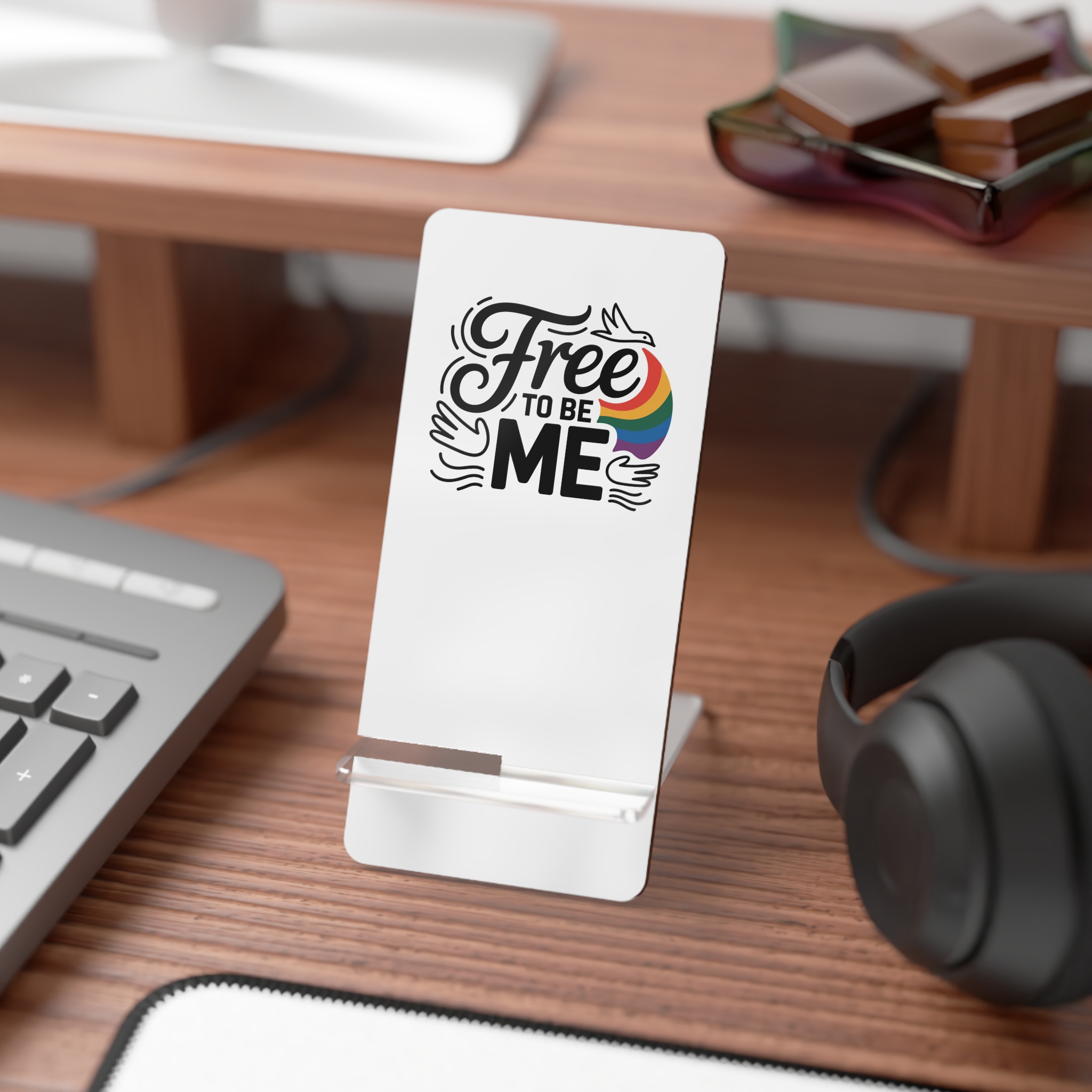Free Be Me T Shirt Design Isolated White Background Mobile Display Stand For Smartphones - Image 3