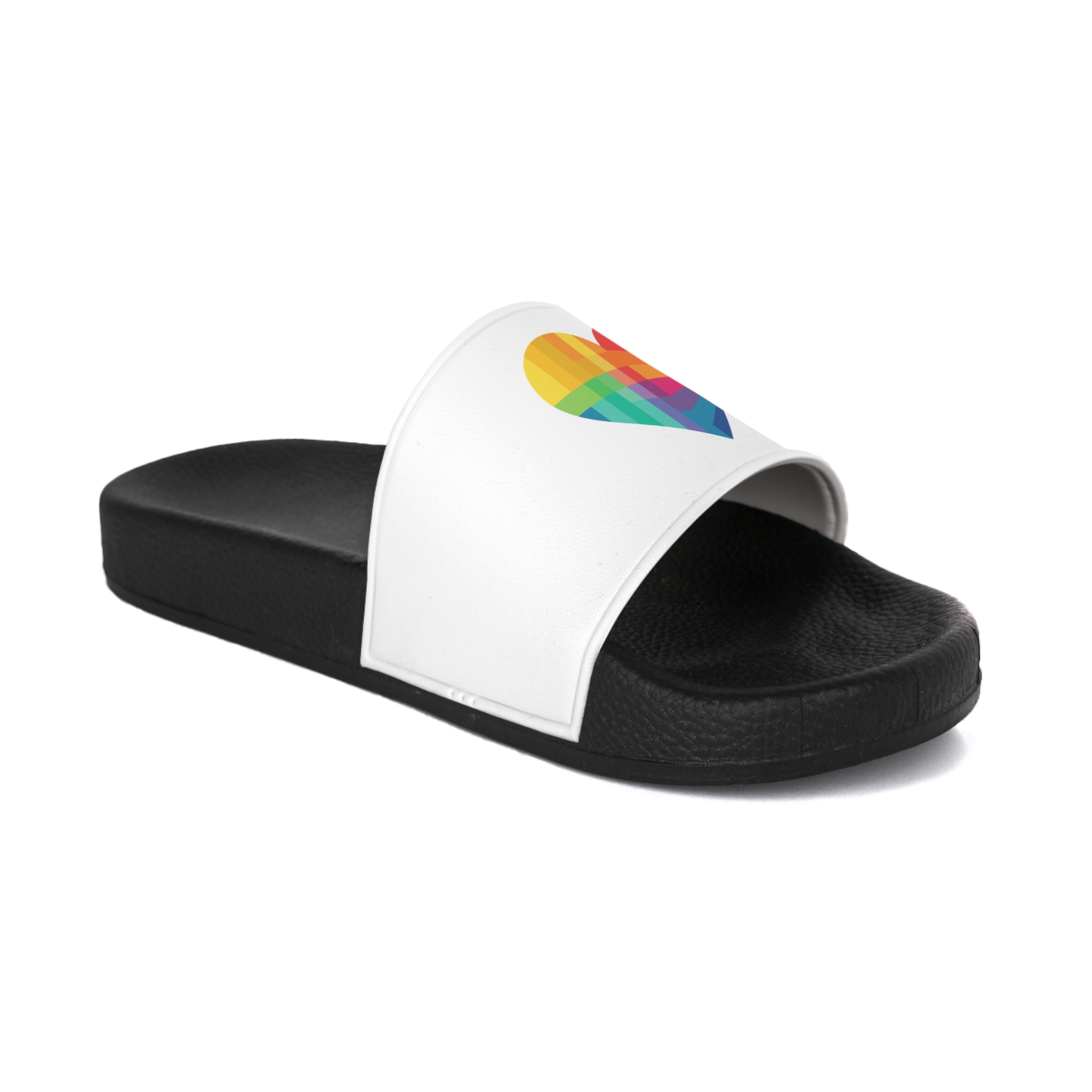 Heart Shape Rainbow Colors Mens Slide Sandals - Image 2
