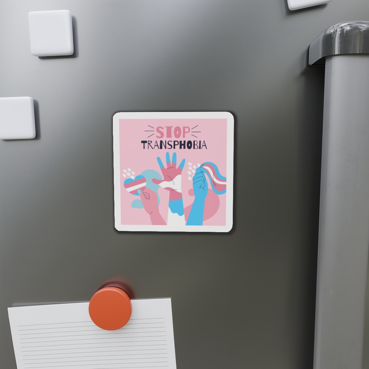 Hand Drawn Flat Design Stop Transphobia Concept Die Cut Magnets - Image 8