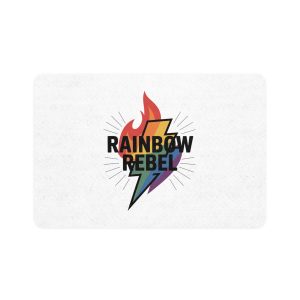 Rainbow Rebel T Shirt Design Isolated White Background 2 Pet Food Mat 12x18
