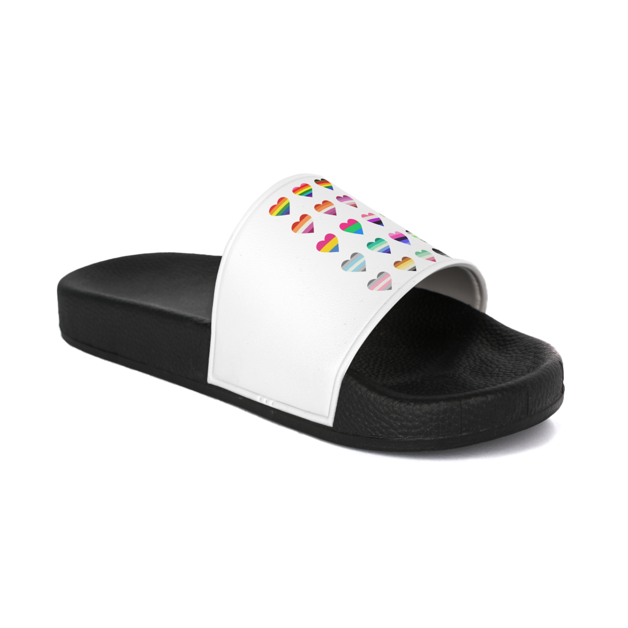 Set Colorful Lgbtq Pride Flag Heart Shape Gender Equality Sexual Identity Pride Flags Collection Lgbtqia Community Pride Month Mens Slide Sandals - Image 2