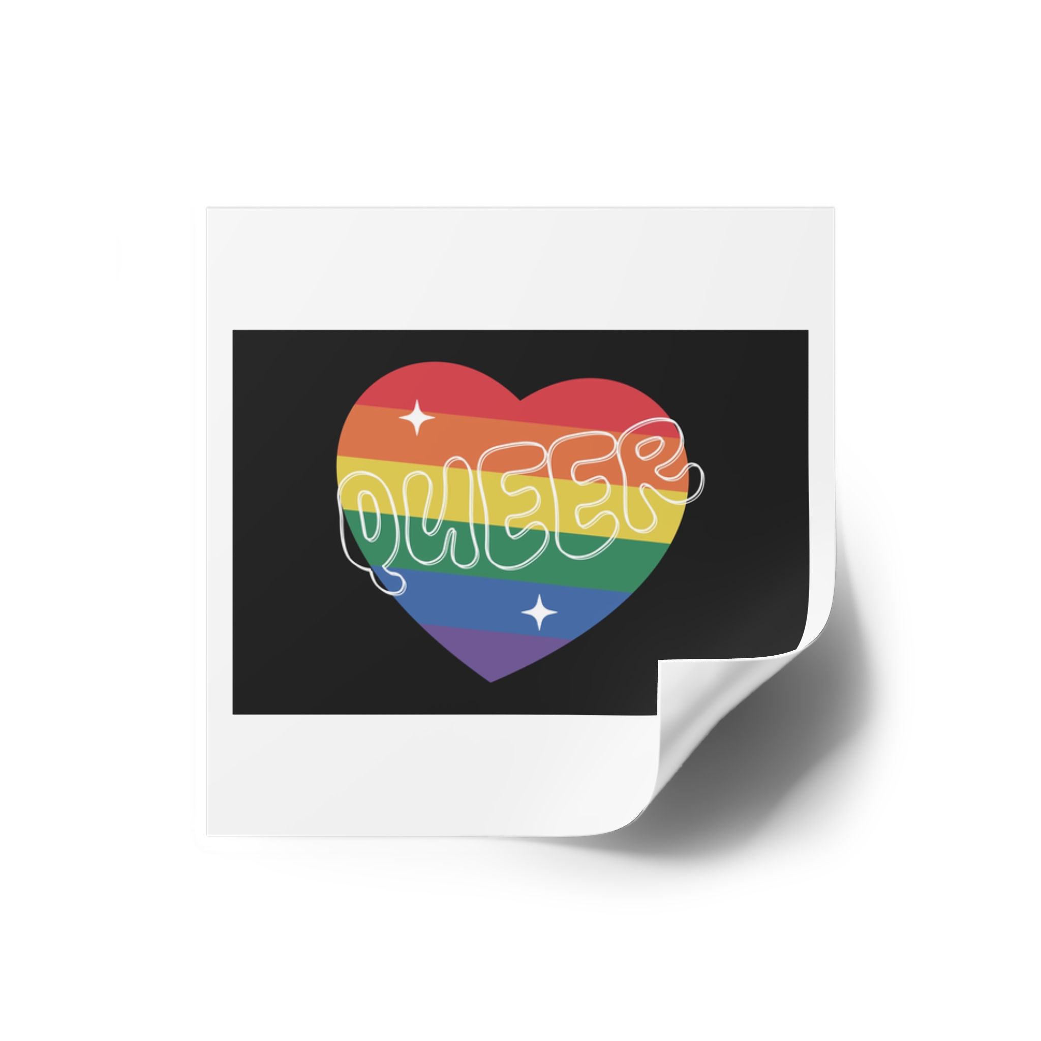 Queer Pride Heart Laminate Stickers Square - Image 2