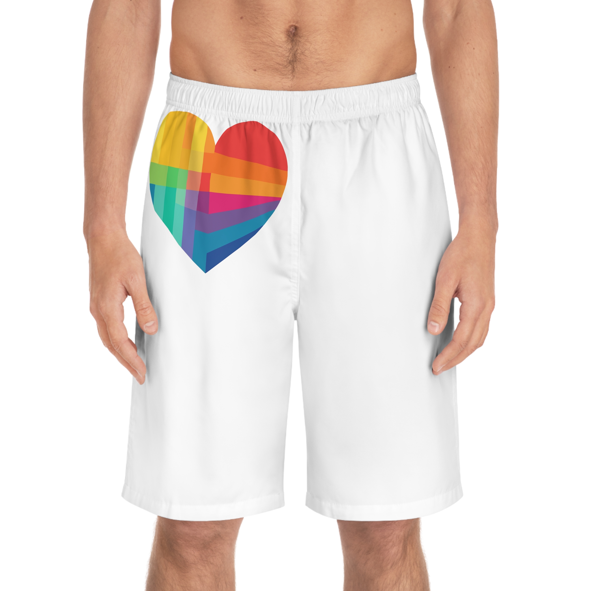 Heart Shape Rainbow Colors Mens Board Shorts Aop - Image 3