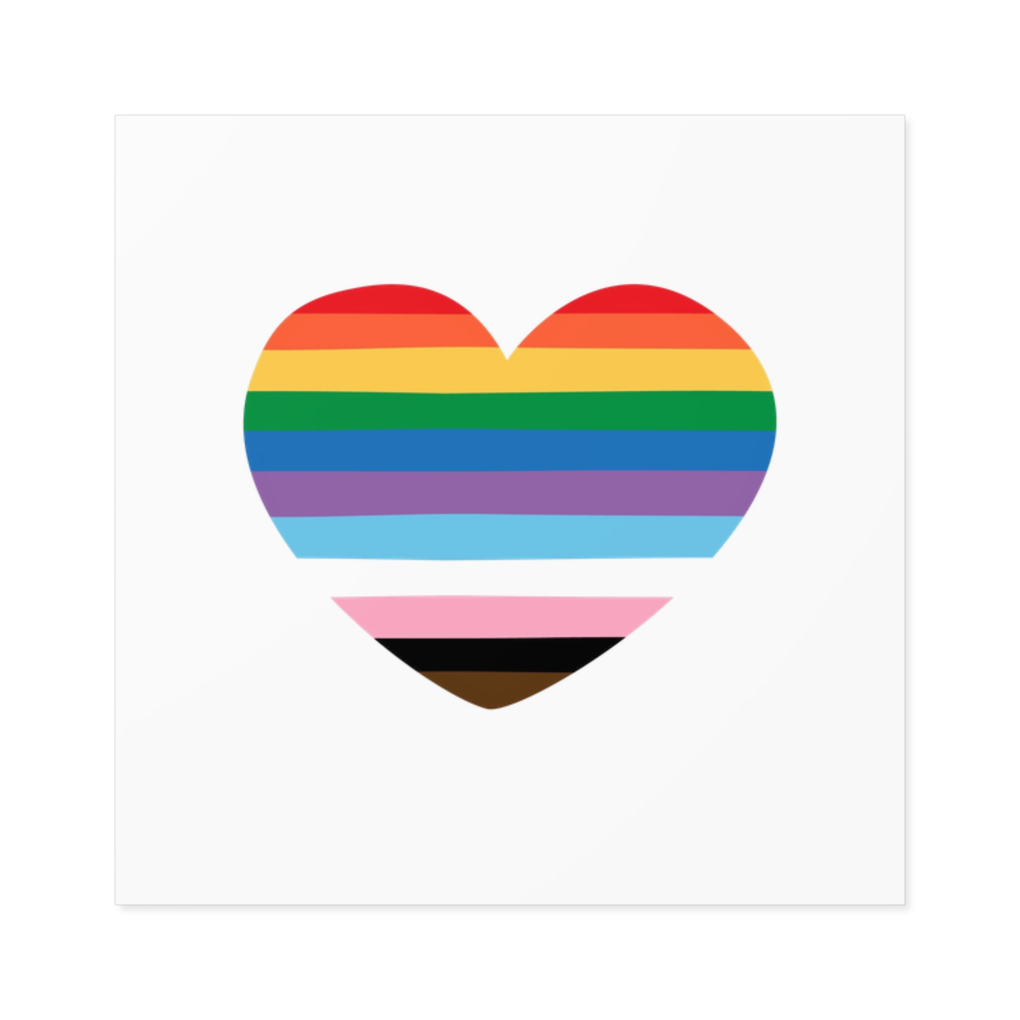 Inclusive Progress Pride Heart Symbol Laminate Stickers Square