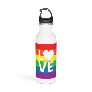 Love Lgbt Heart Squere White Stainless Steel Water Bottle
