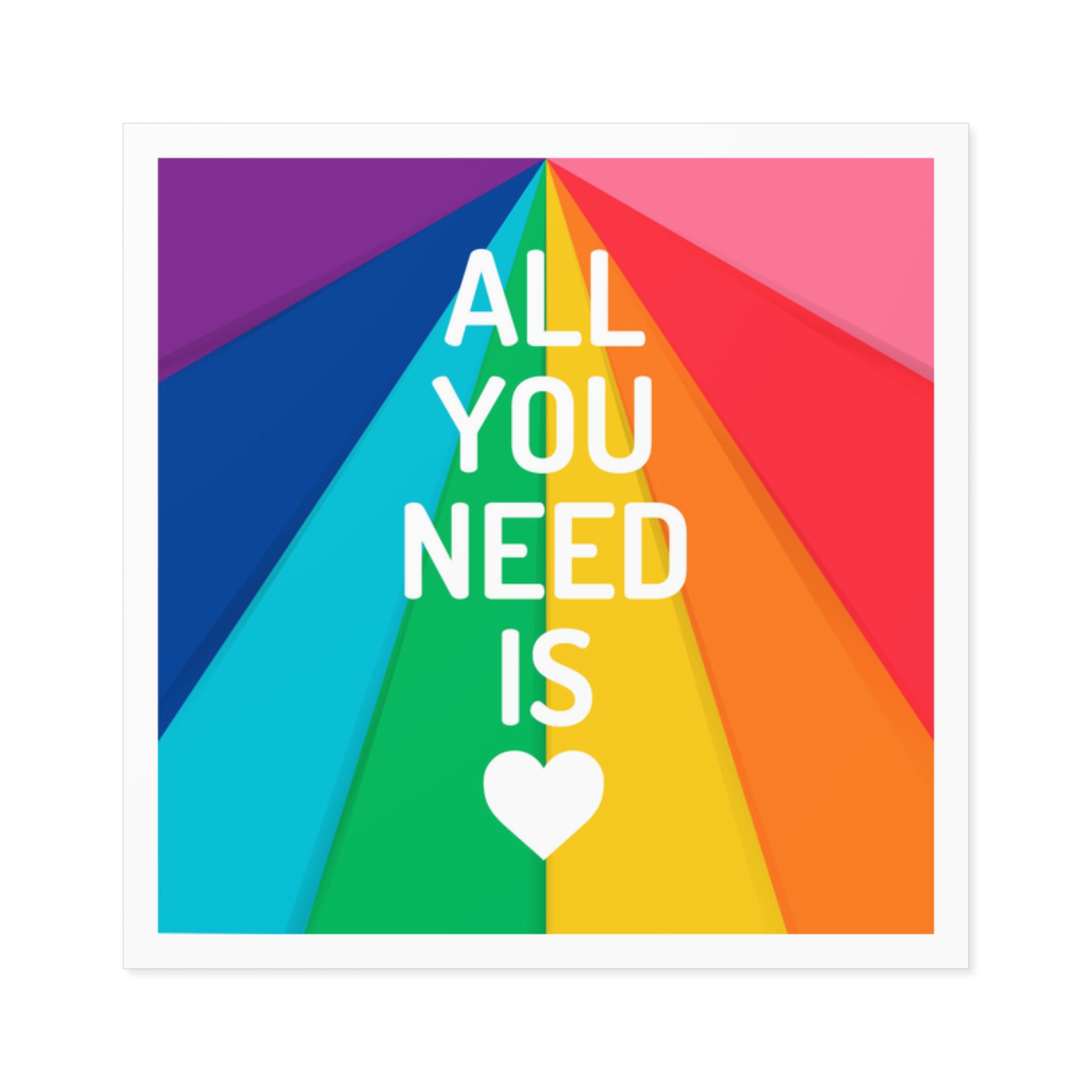 Rainbow Colored Background With All You Need Is Love Concept Pride Month Laminate Stickers Square - Image 9