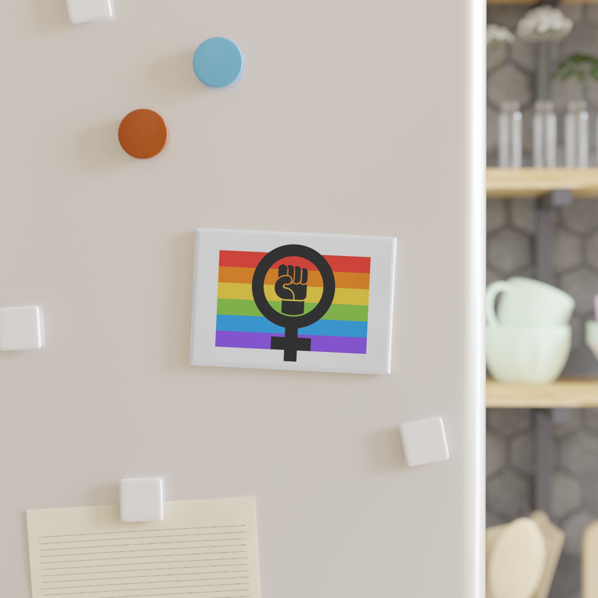 Flat Feminist Lgbt Flag Illustration Button Magnet Rectangle 1 And 10 Pcs - Image 7