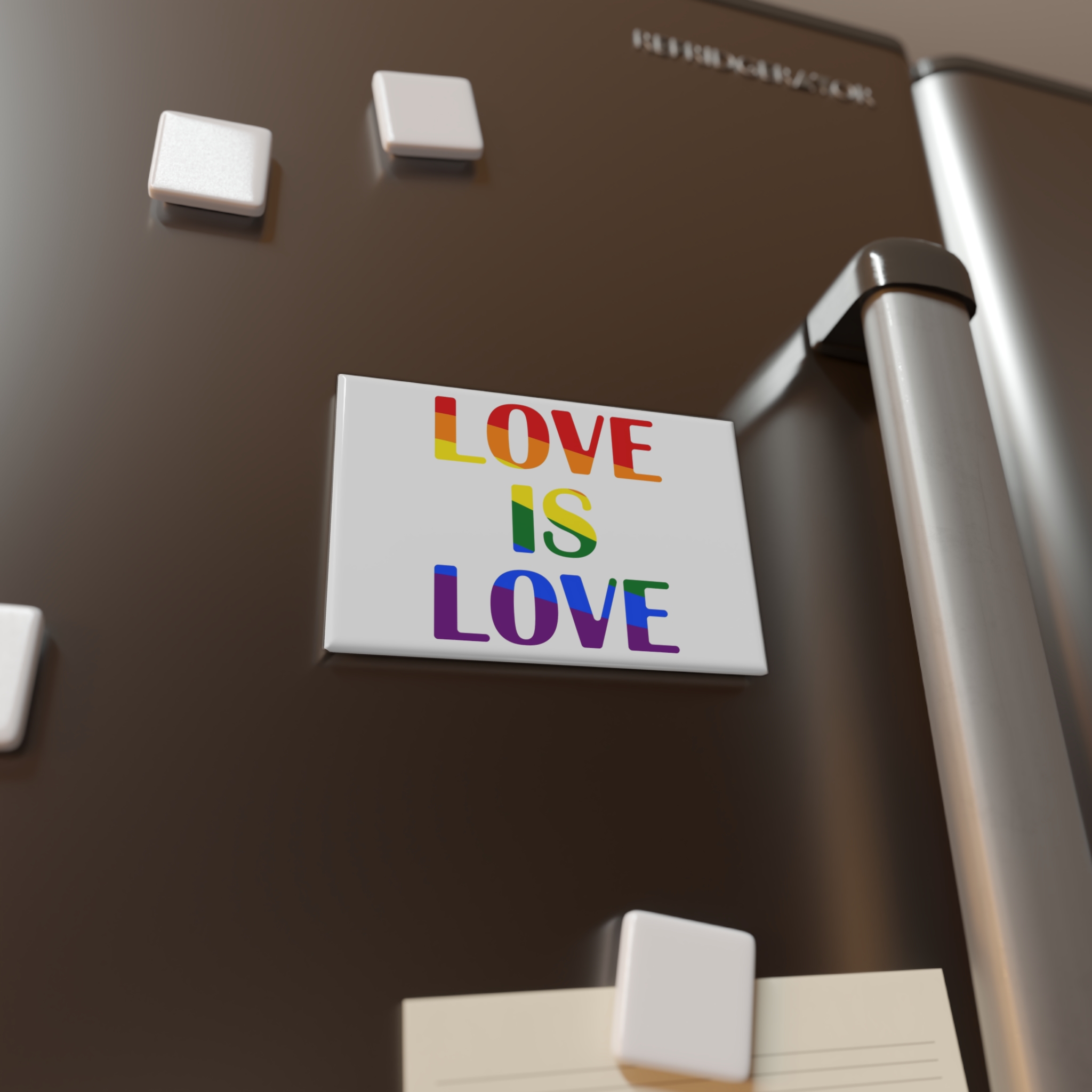 Love Is Love With Rainbow Colors Slogan Typography Banner Button Magnet Rectangle 1 And 10 Pcs - Image 4