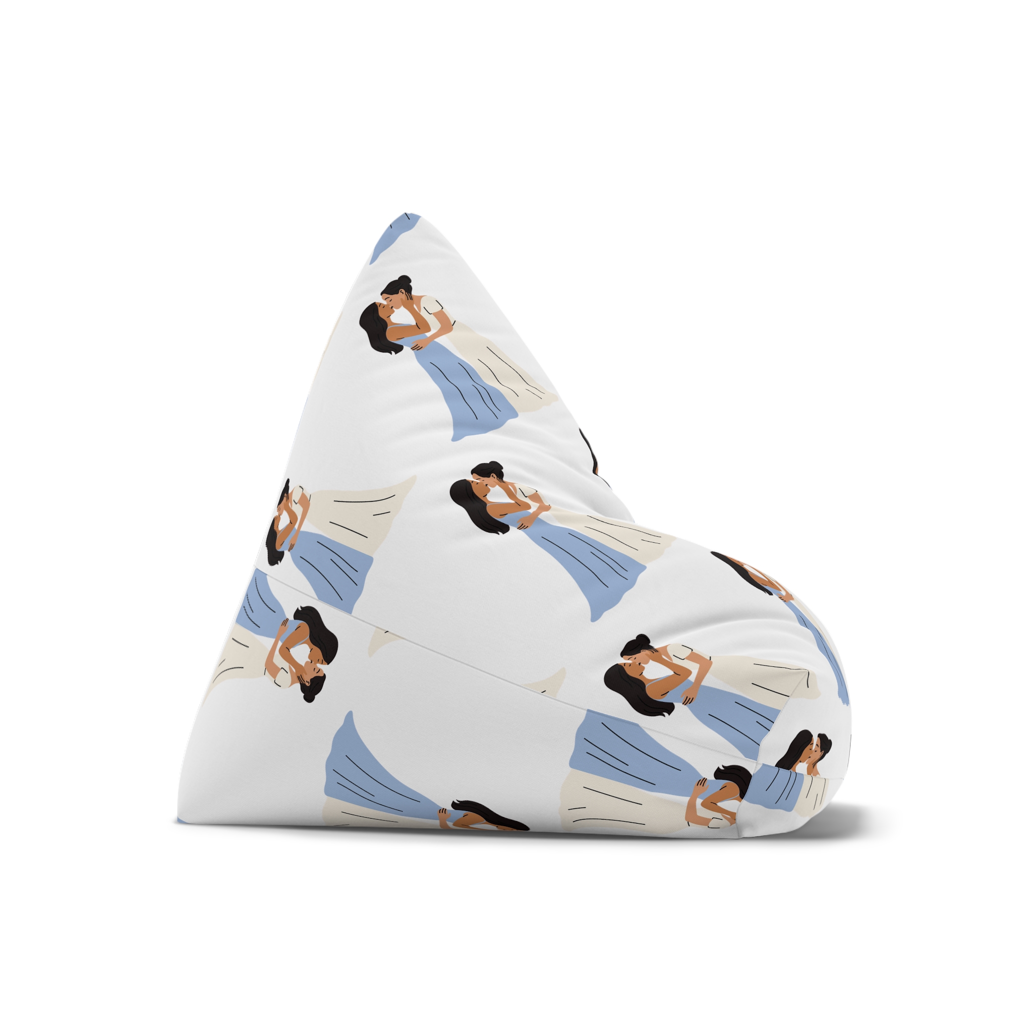 Romantic Lesbian Couple Kissing Wedding Dresses Bean Bag Chair Cover - Image 7