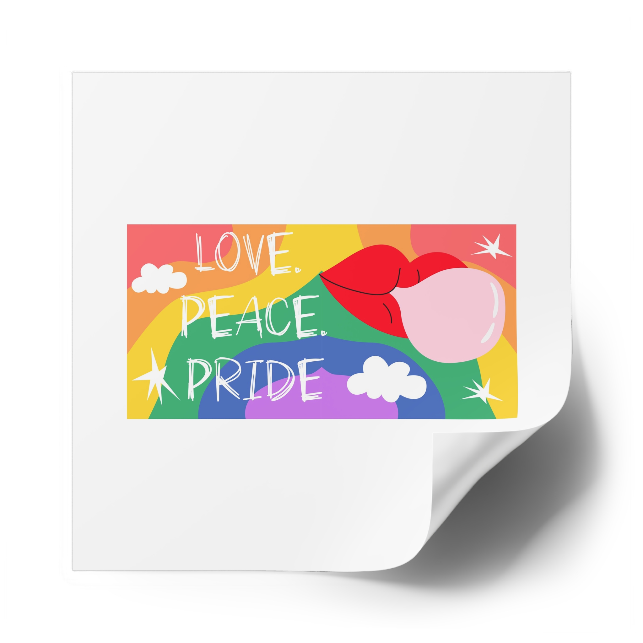 Lgbt Festive Cartoon Groovy Banner Retro 90s Style Love Freedom Concept Laminate Stickers Square - Image 58