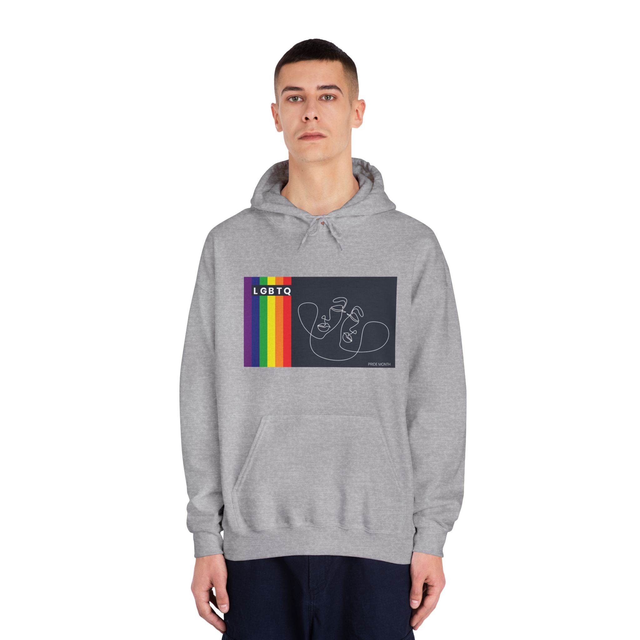 Lgbtq Pride Month Color Flag Dark Background With Female Couple Line Are Vector Illustration Unisex Dryblend Hooded Sweatshirt - Image 15