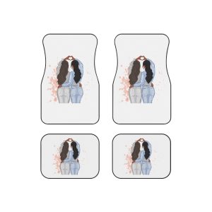 Two Girls Friends Sister Friends With Long Hair Hugging Friendship Day Print Valentine Vector Car Mats Set Of 4