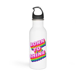 Rainbow Word Born Shine Typography Design Element Stainless Steel Water Bottle