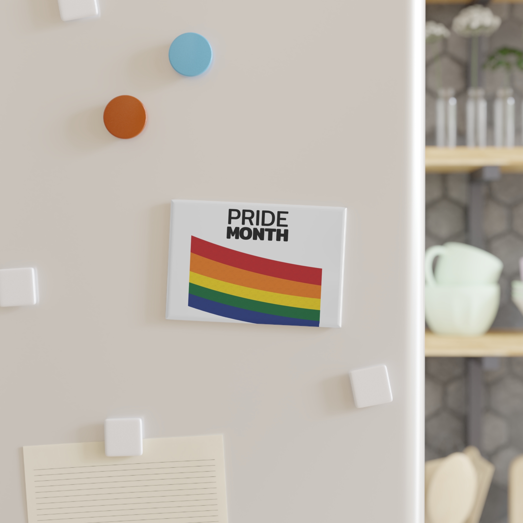 Happy Pride Month Greetings Red Orange Yellow Colourful Background Social Media Design Banner Free Vector Button Magnet Rectangle 1 And 10 Pcs - Image 3