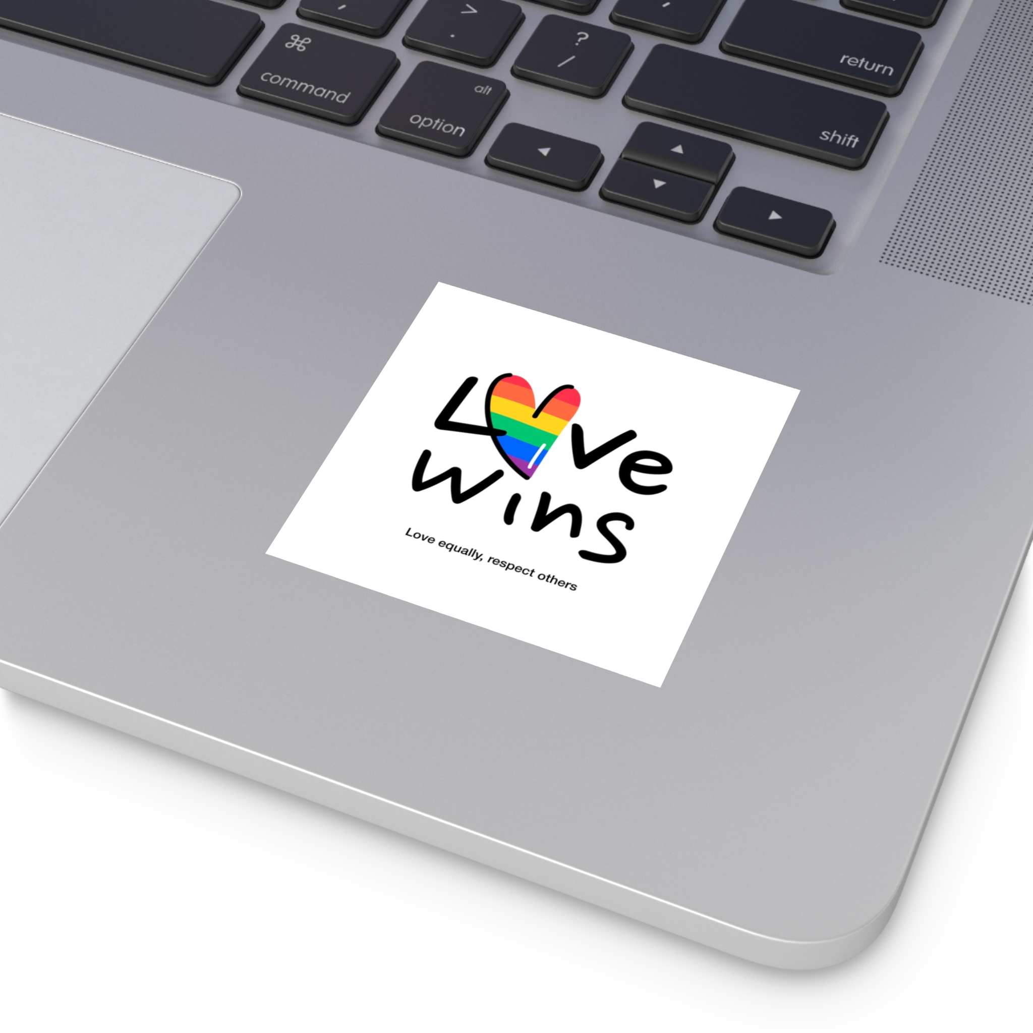 Love Letter Pride Rainbow Lettering Text Writing Pattern Freedom Love Heart Homo Colors Flag Parade(2) (1) Laminate Stickers Square - Image 3