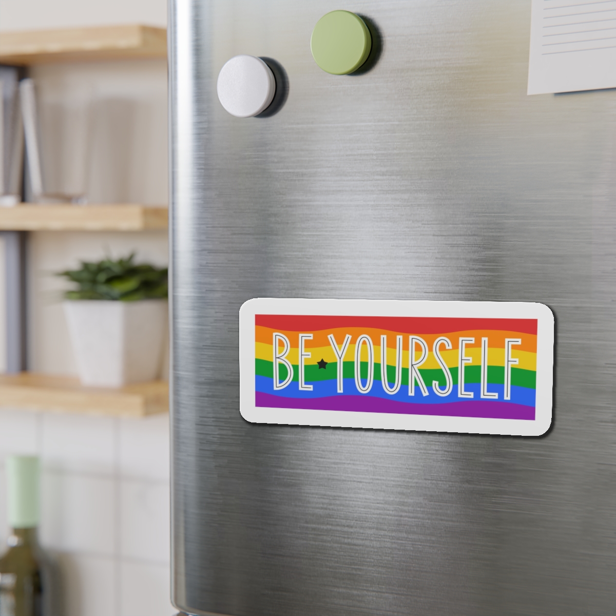 Be Yourself Phrase With Lgbtqia Flag Background Die Cut Magnets - Image 15