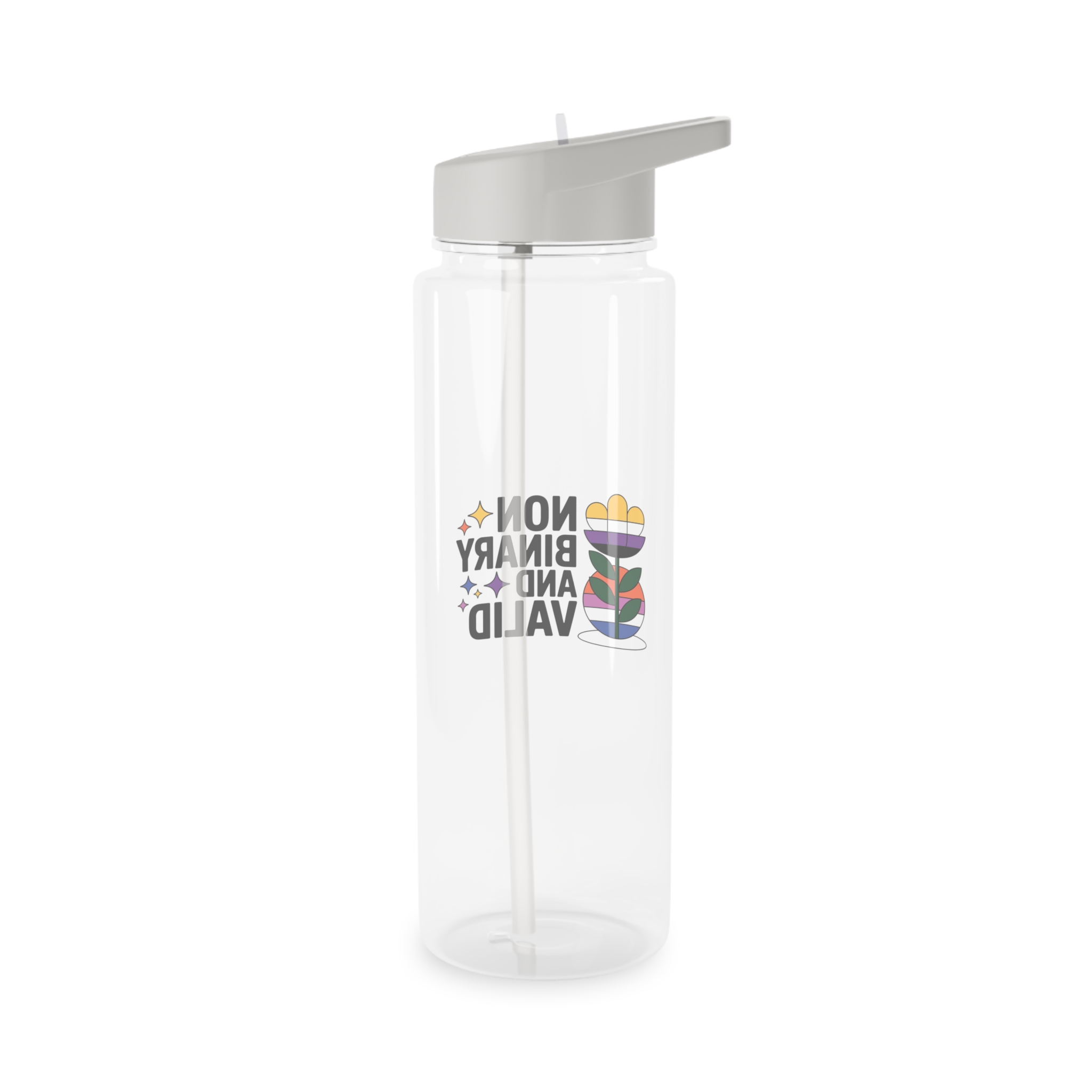 Non Binary Valid T Shirt Design Isolated White Background Tritan Water Bottle - Image 6