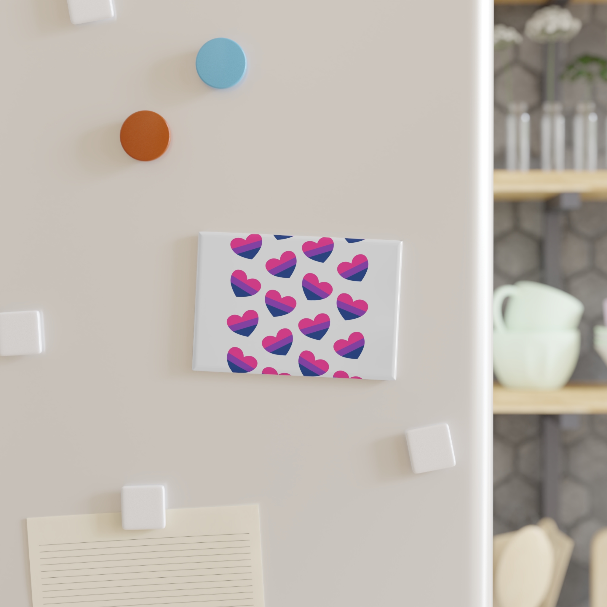 Vector Seamless Pattern Bisexual Flag Heart Button Magnet Rectangle 1 And 10 Pcs - Image 3