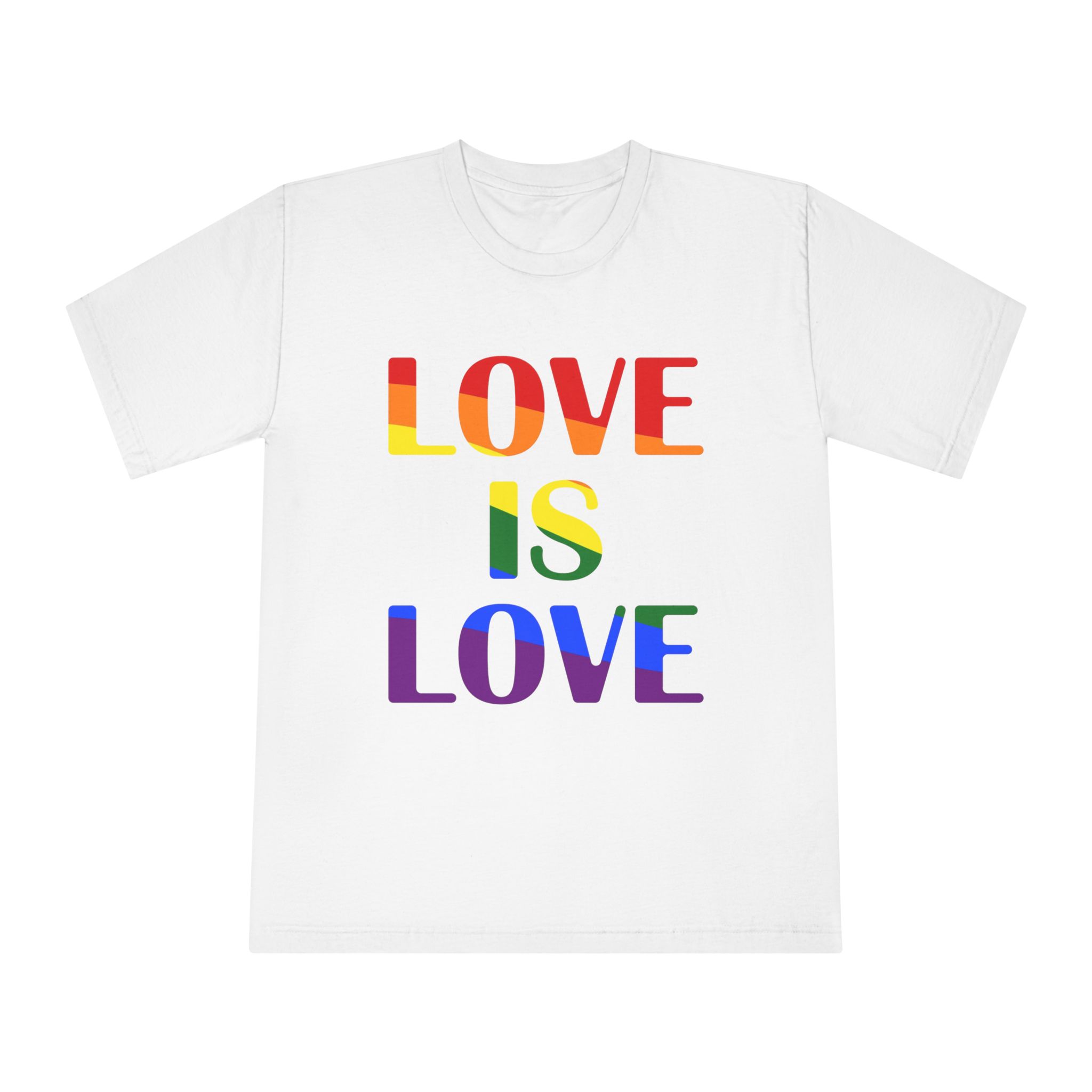 Love Is Love With Rainbow Colors Slogan Typography Banner - Unisex Classic Crewneck T Shirt