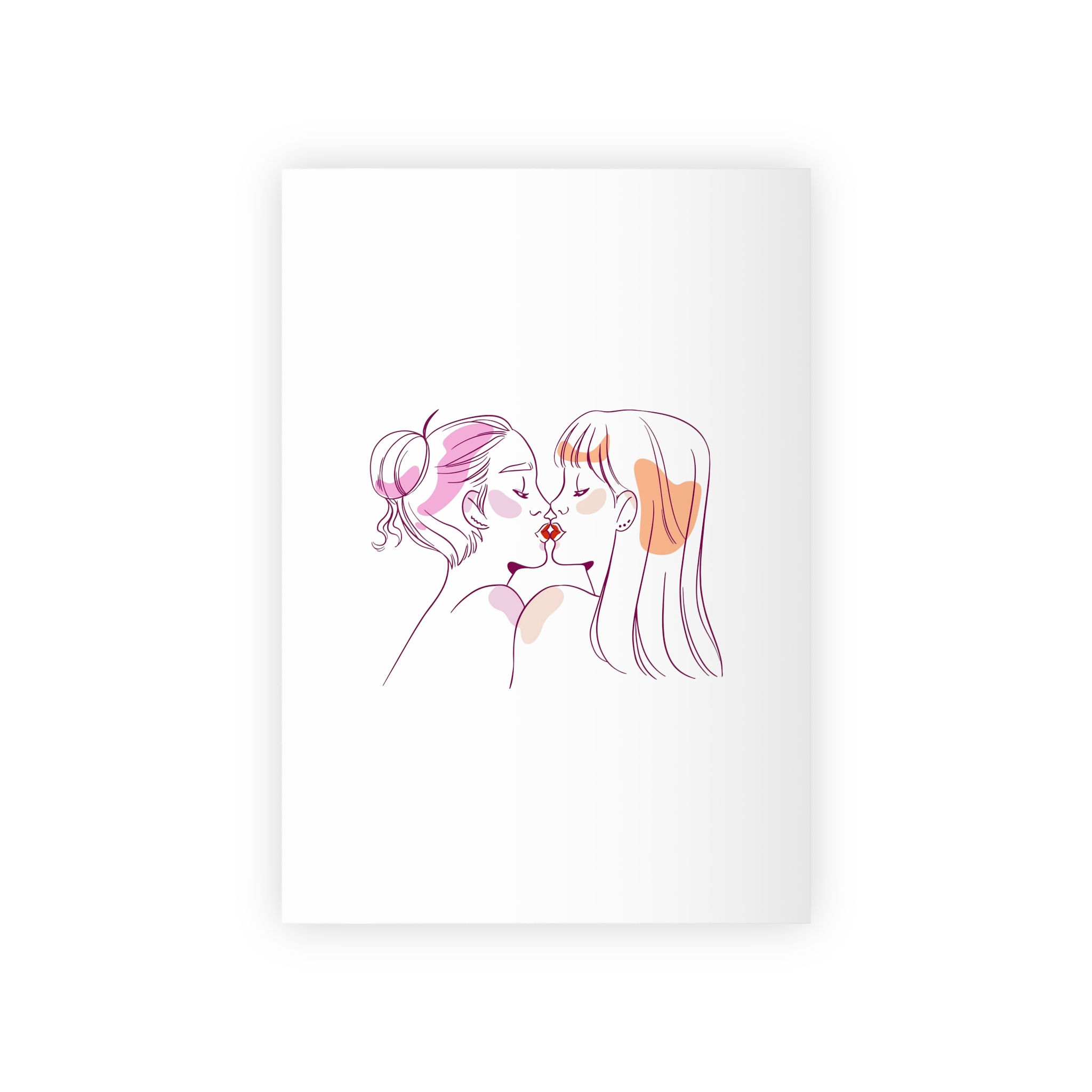 Hand Drawn Affectionate Lesbian Kiss (2) Gift Wrapping Paper Rolls 1pc