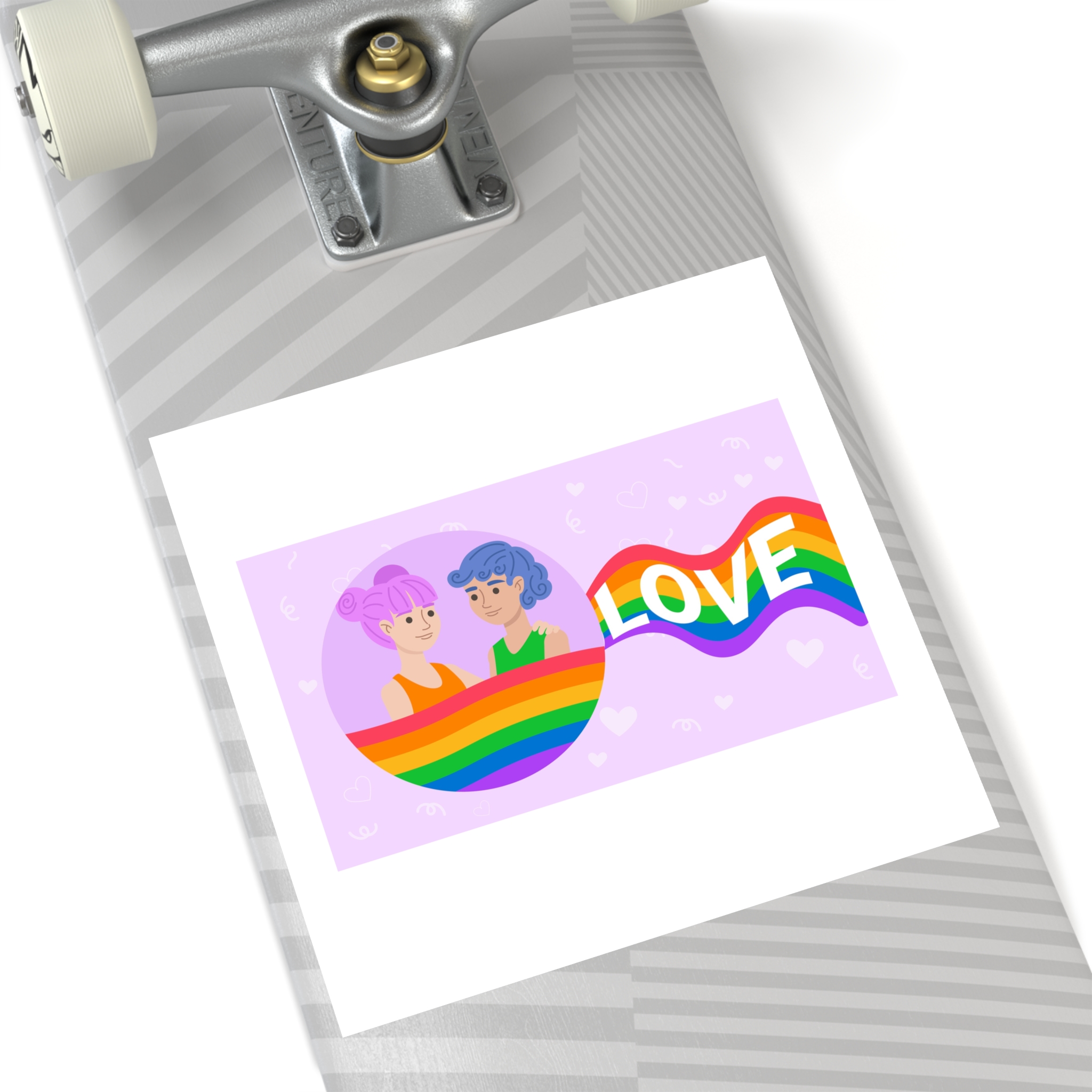 Joyful Group Holding Waving Pride Flag Laminate Stickers Square - Image 52