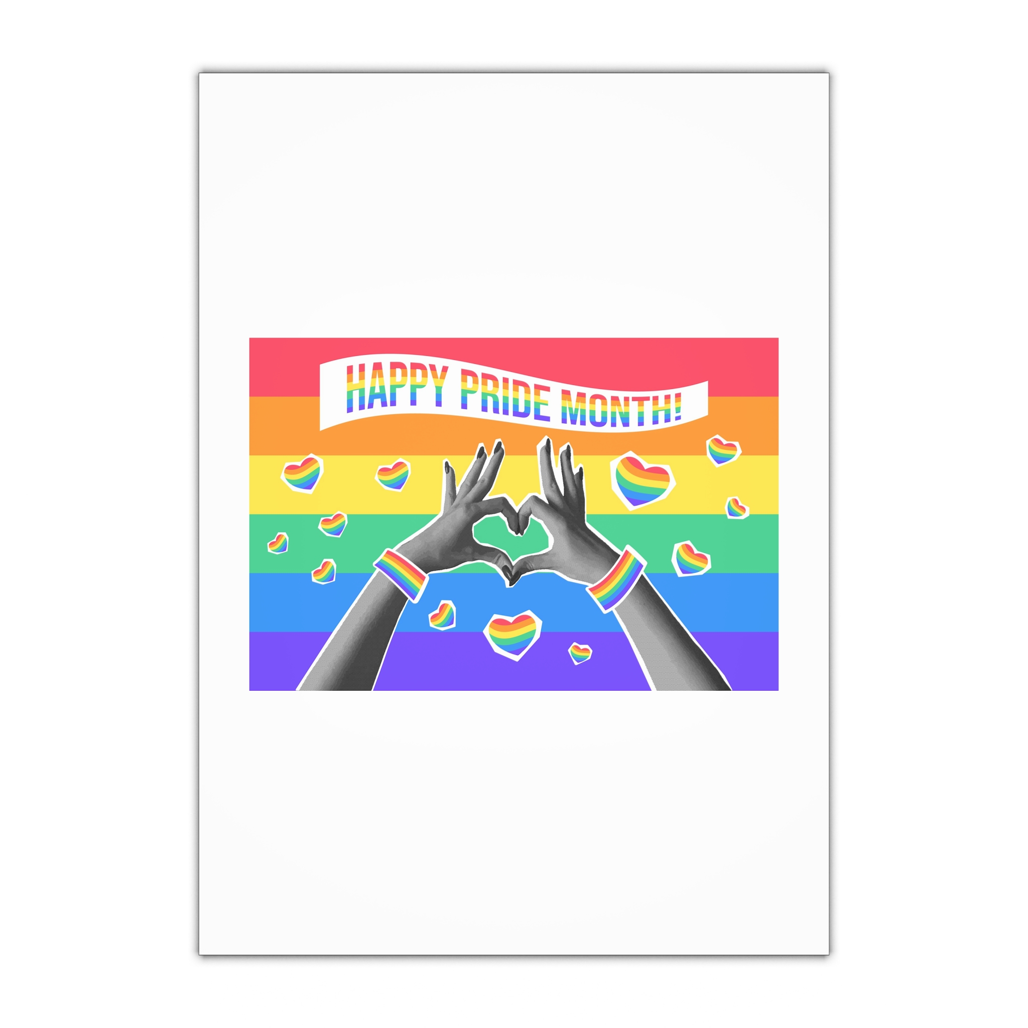 Lgbtq Pride Month Card Y2k Style Trendy Retro Collage Halftone Hands Gift Wrapping Paper Sheets 1pc