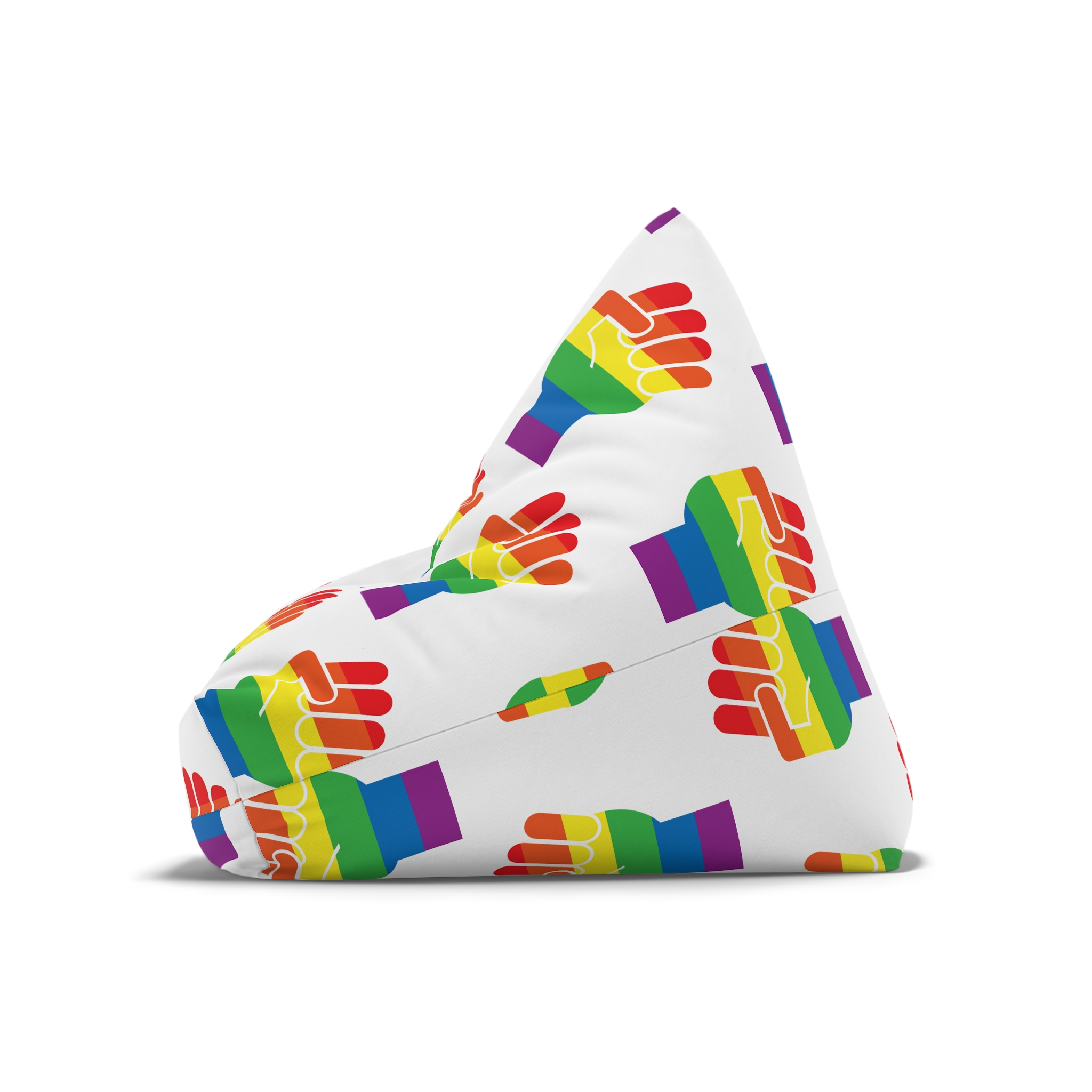 Vector Lgbt Rainbow Flag Fist Isolated White Background Bean Bag Chair Cover - Image 8