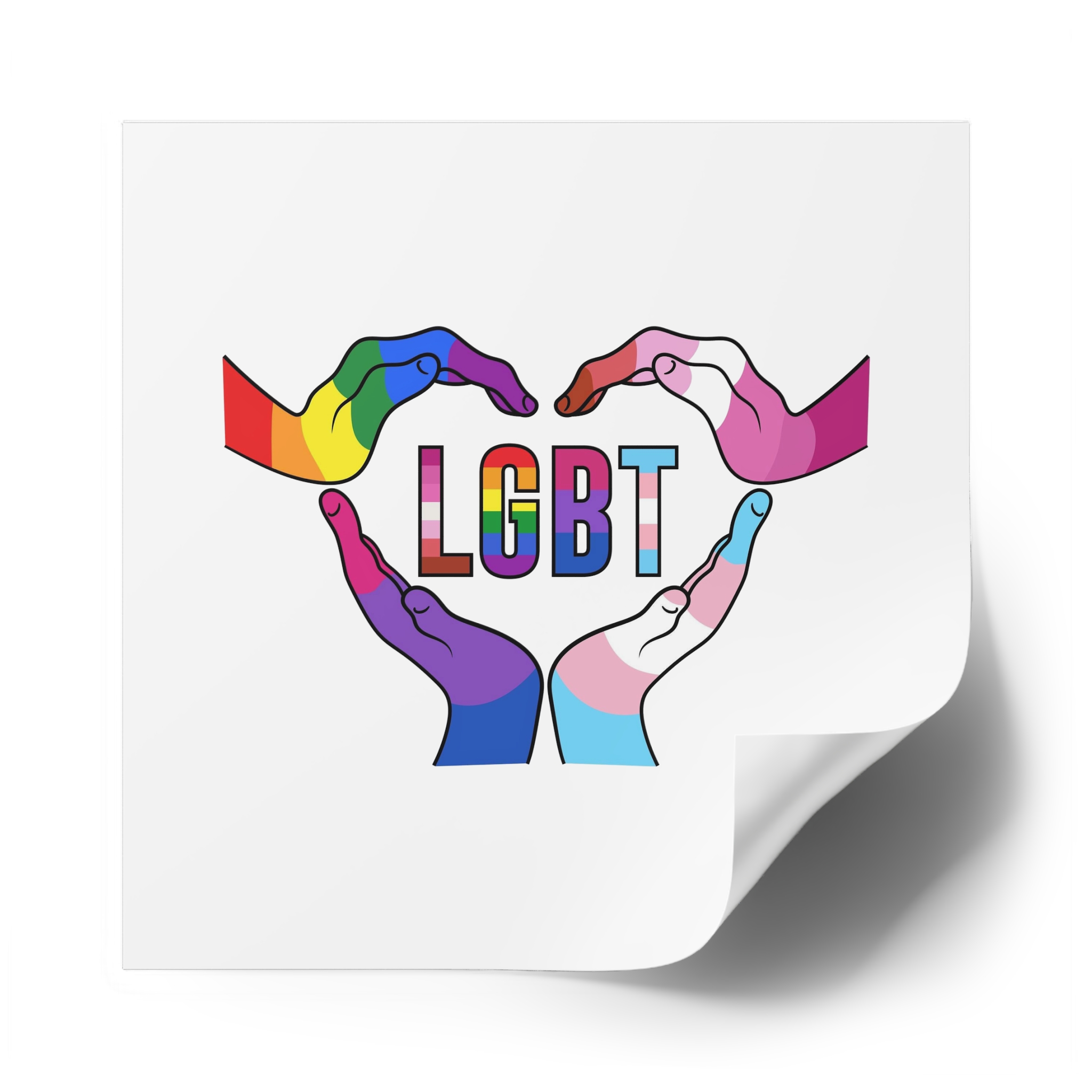 Lgbt Hands United Pride Month Rainbow Flag Vector Illustration Isolated White Background Laminate Stickers Square - Image 50