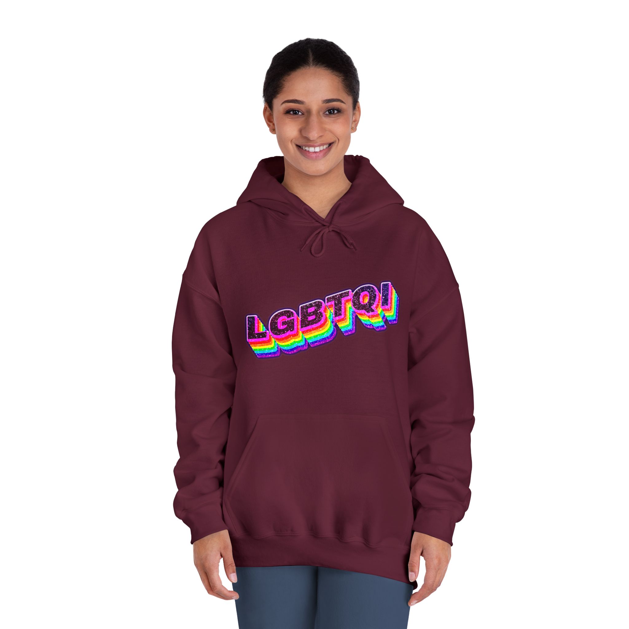 Lgbtqi 3d Word Glitch Png Unisex Dryblend Hooded Sweatshirt - Image 20