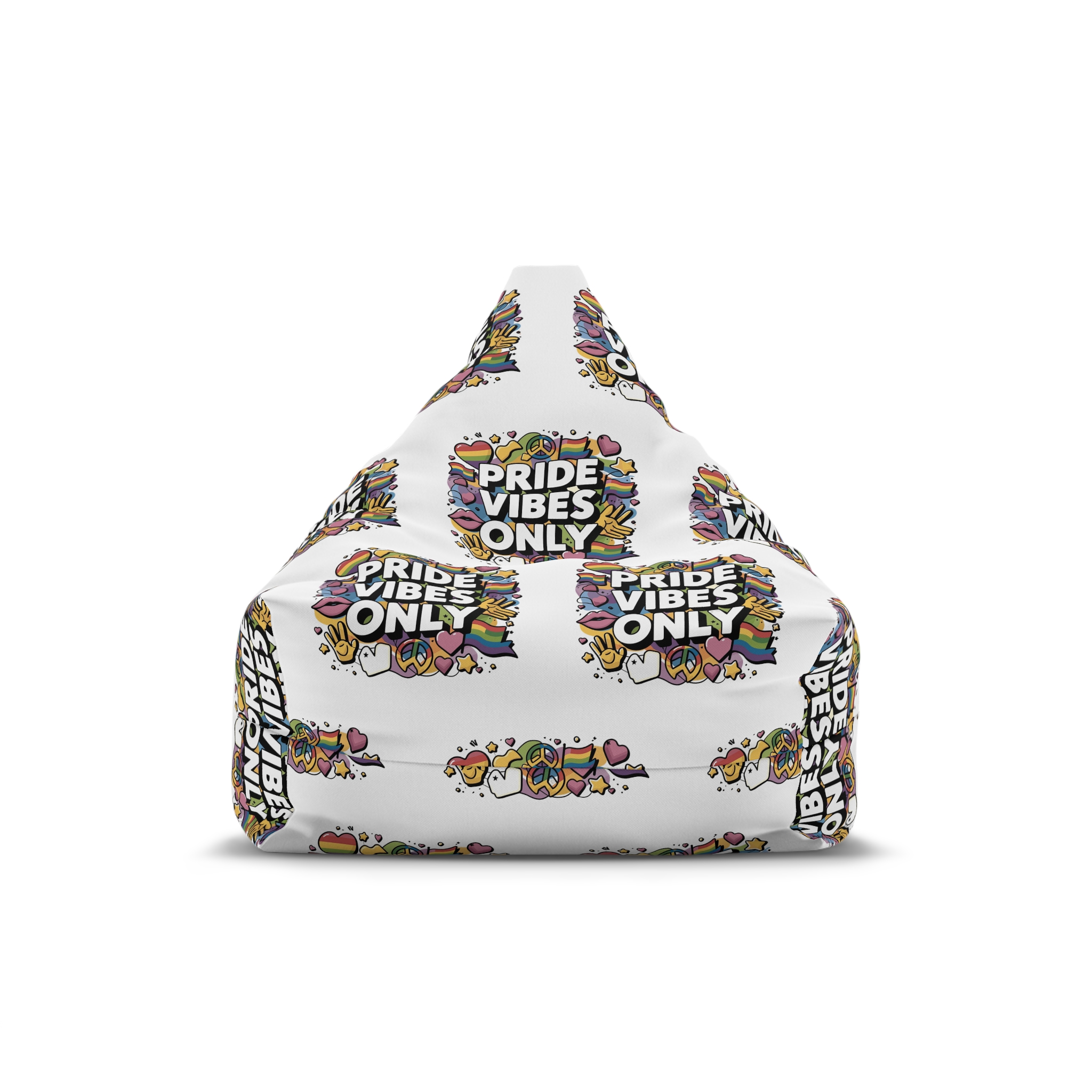 Pride Vibes Only T Shirt Design Isolated White Background Bean Bag Chair Cover