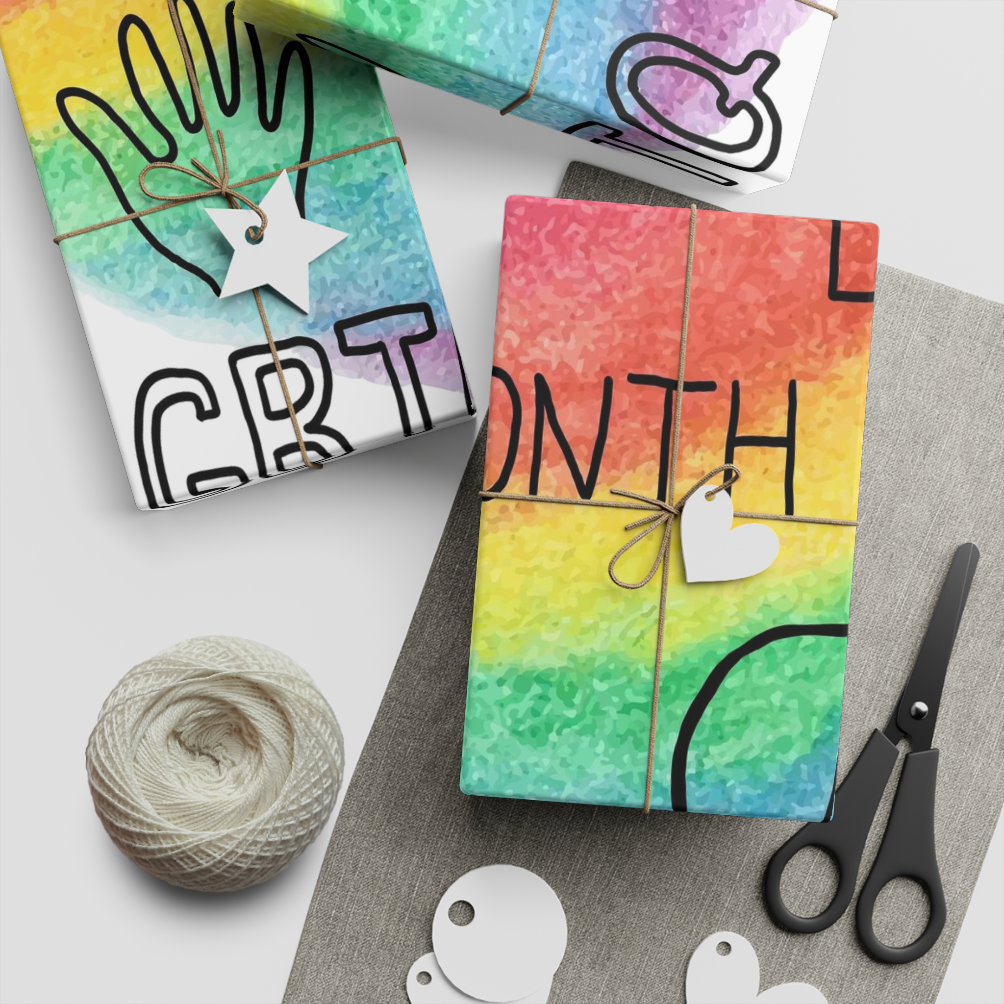 Lgbtq Hand Drawn Symbols Rainbow Coloured Heart Background Gift Wrapping Paper Sheets 1pc - Image 5