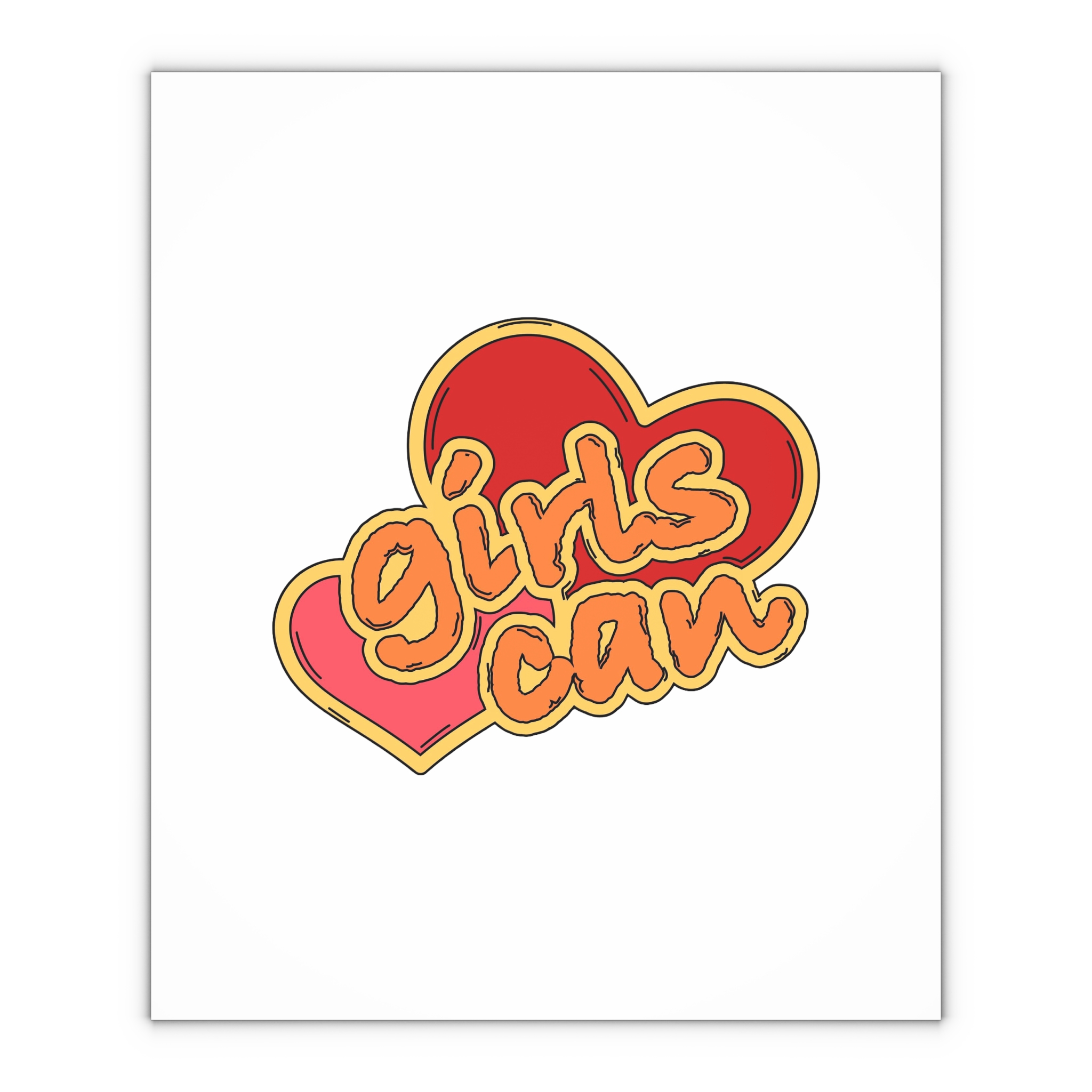 Girls Can Heart Sticker Vector Gift Wrapping Paper Sheets 1pc - Image 4