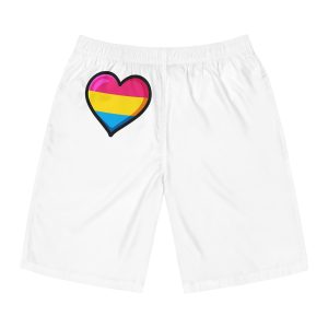 Pansexual Pride Flag Heart Shape Vector Illustration Mens Board Shorts Aop