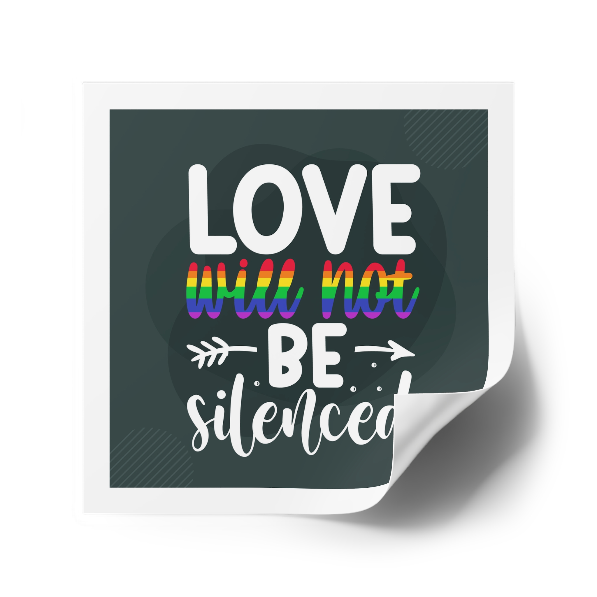Love Will Be Silenced Premium Gay Pride Lettering Vector Design Laminate Stickers Square - Image 42
