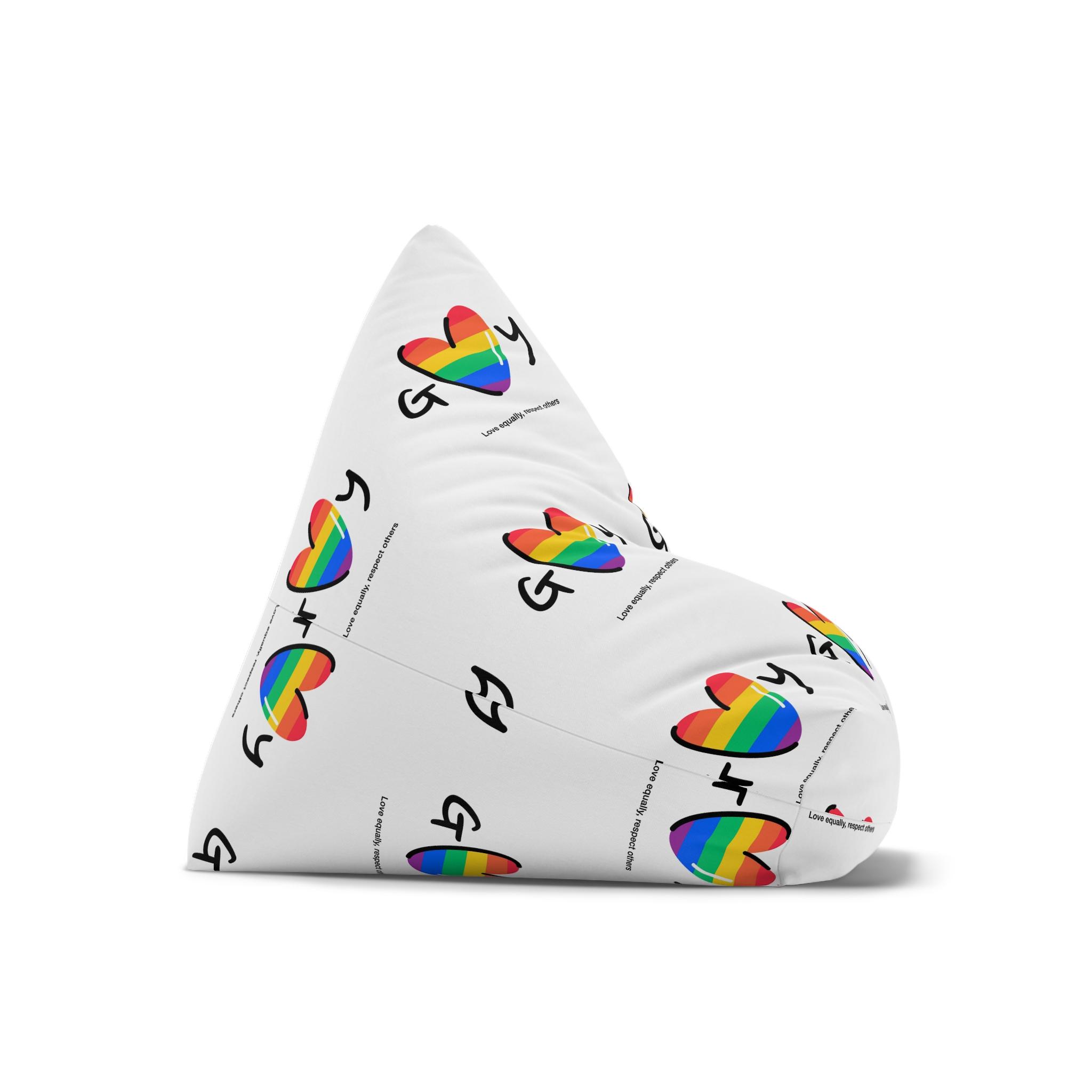 Love Letter Pride Rainbow Lettering Text Writing Pattern Freedom Love Heart Homo Colors Flag Parade Bean Bag Chair Cover - Image 7